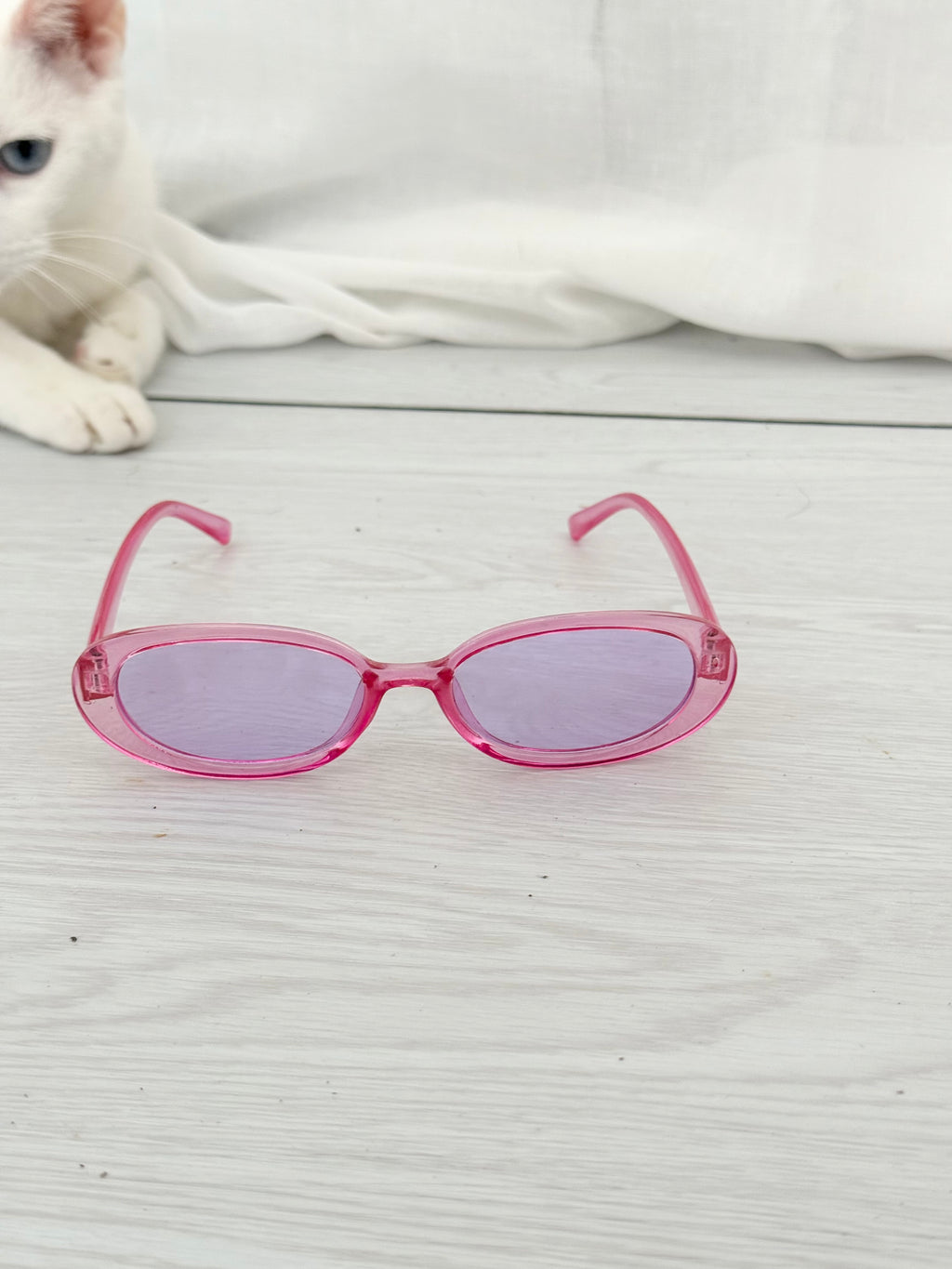✿ pink and purple oval sunglasses