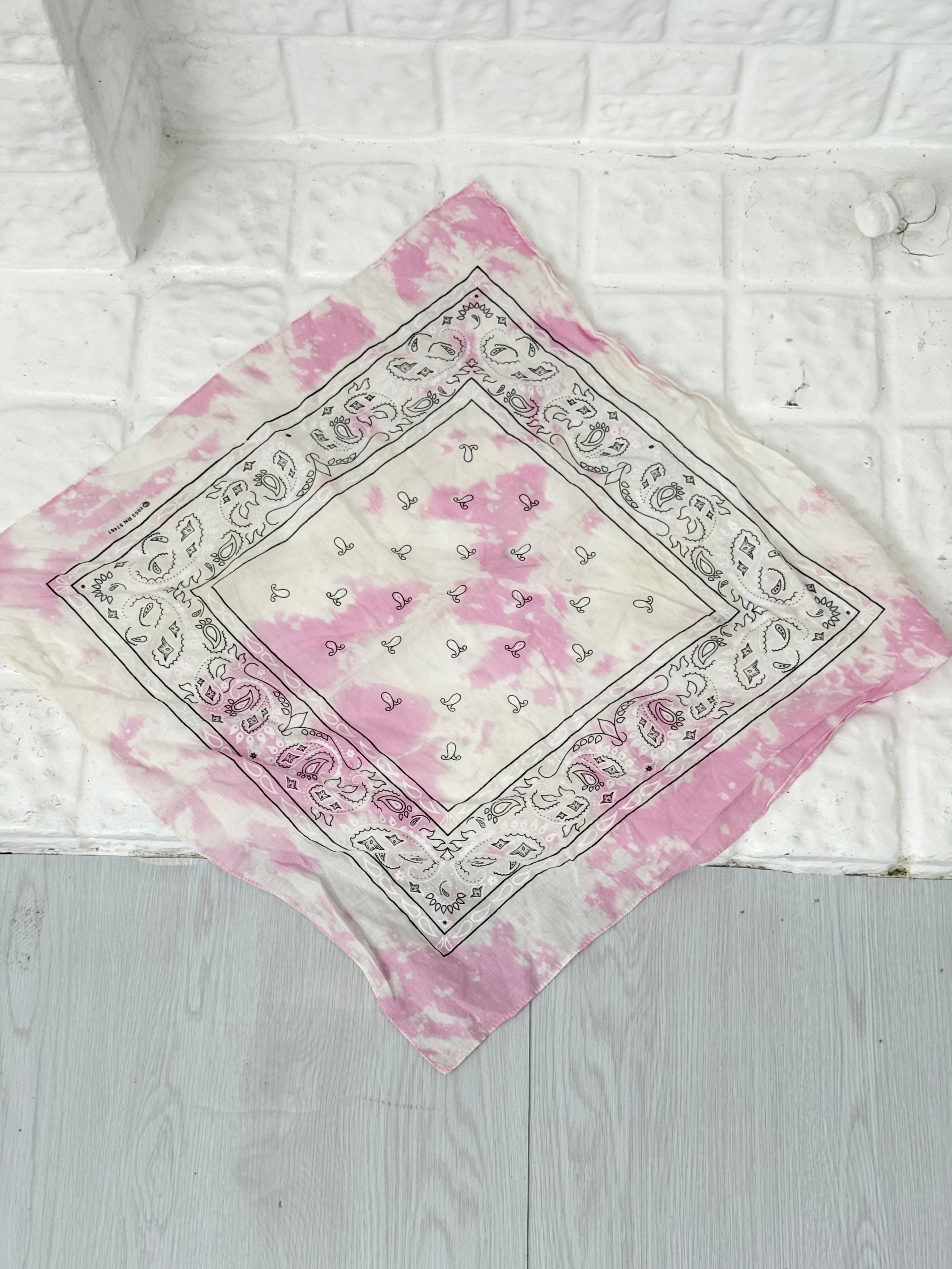 ✿ hand-dyed pink tie-dye paisley bandana