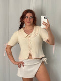 ✿ cream knit ribbon cardigan