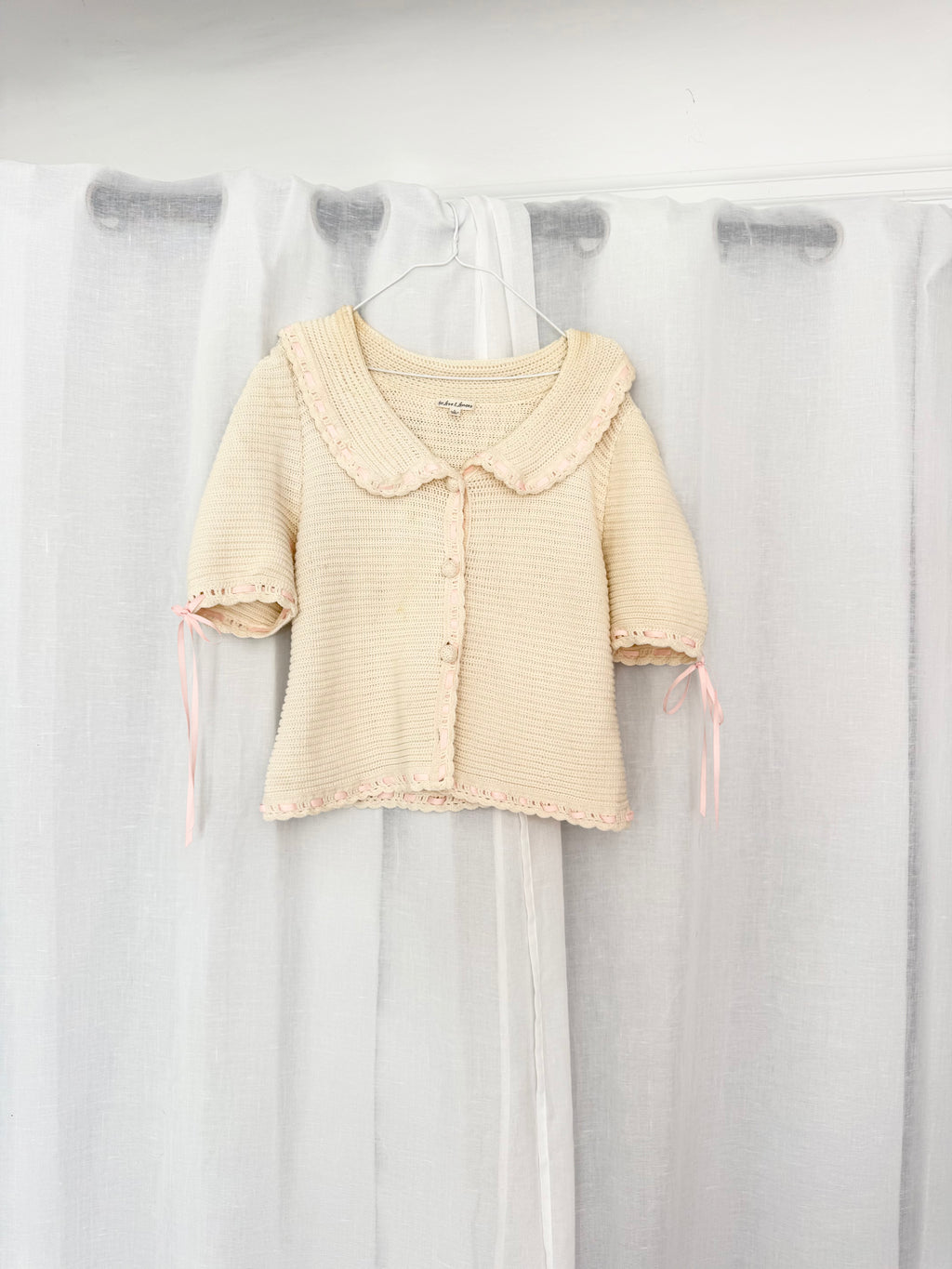 ✿ cream knit ribbon cardigan