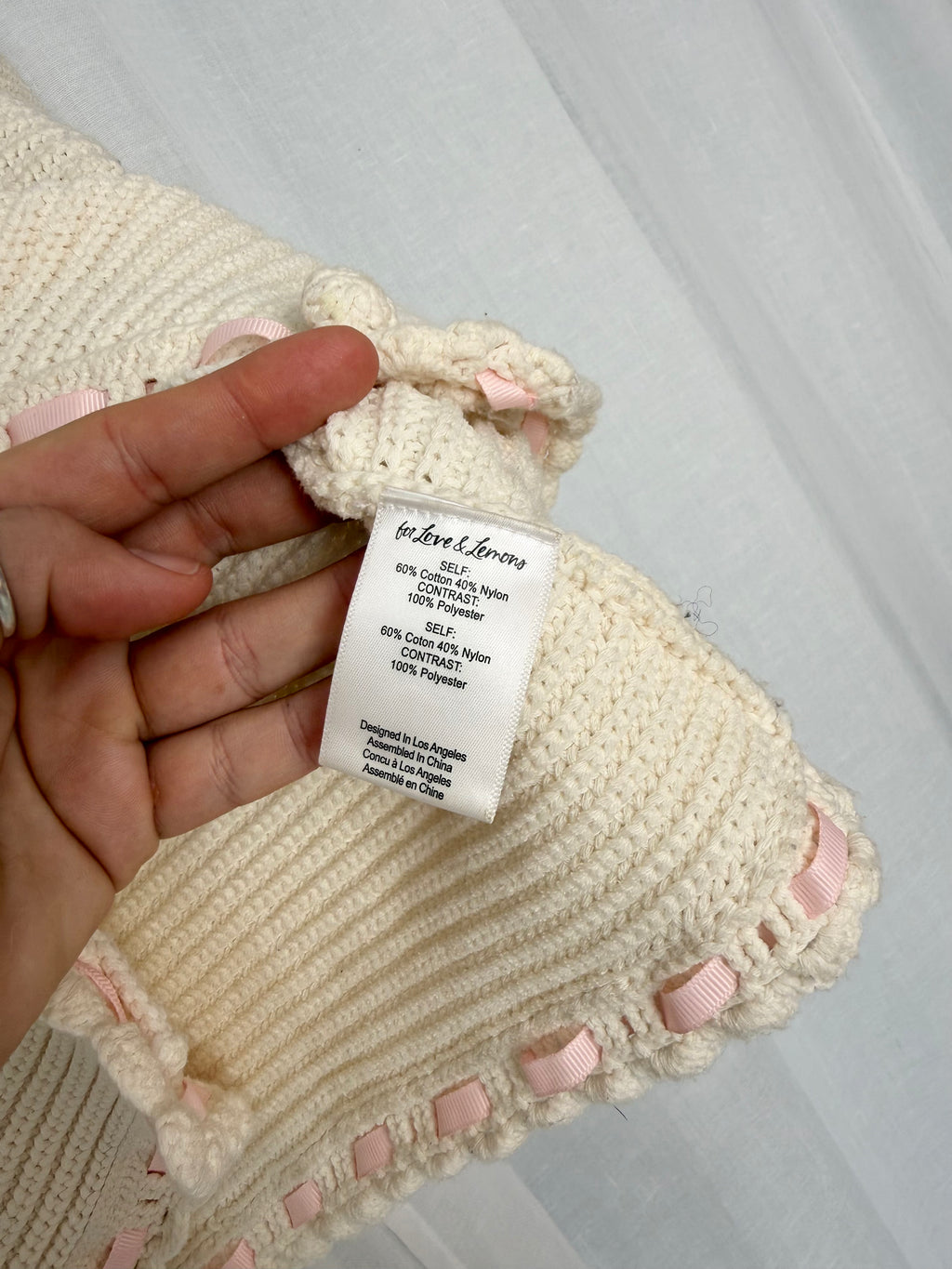 ✿ cream knit ribbon cardigan