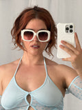 ✿ oversized mod white square sunglasses