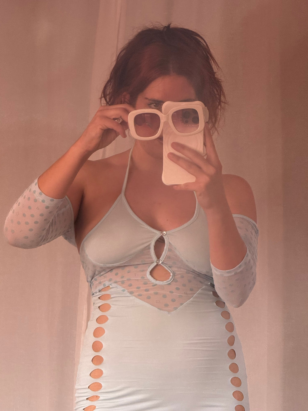 ✿ oversized mod white square sunglasses
