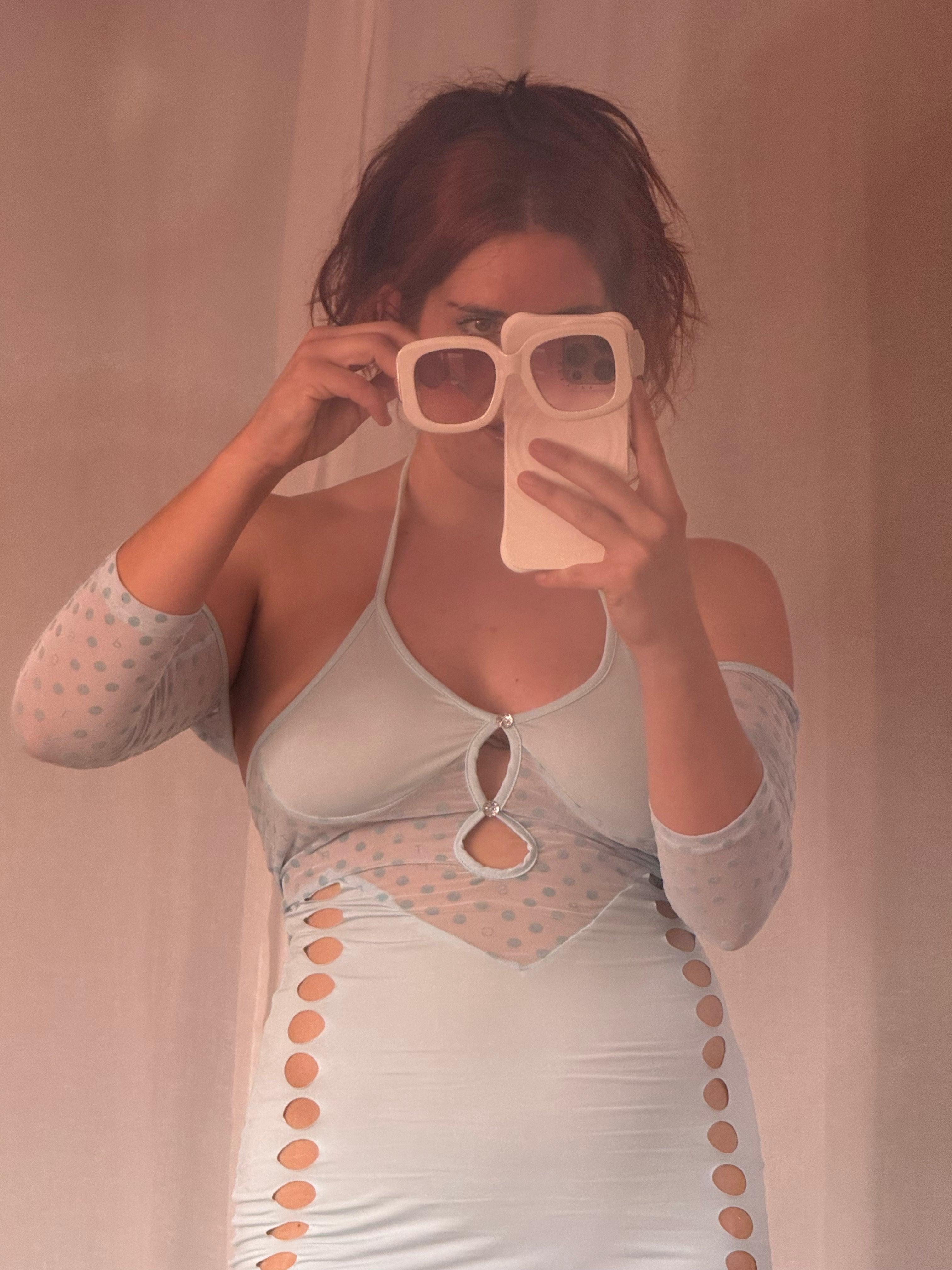 ✿ oversized mod white square sunglasses