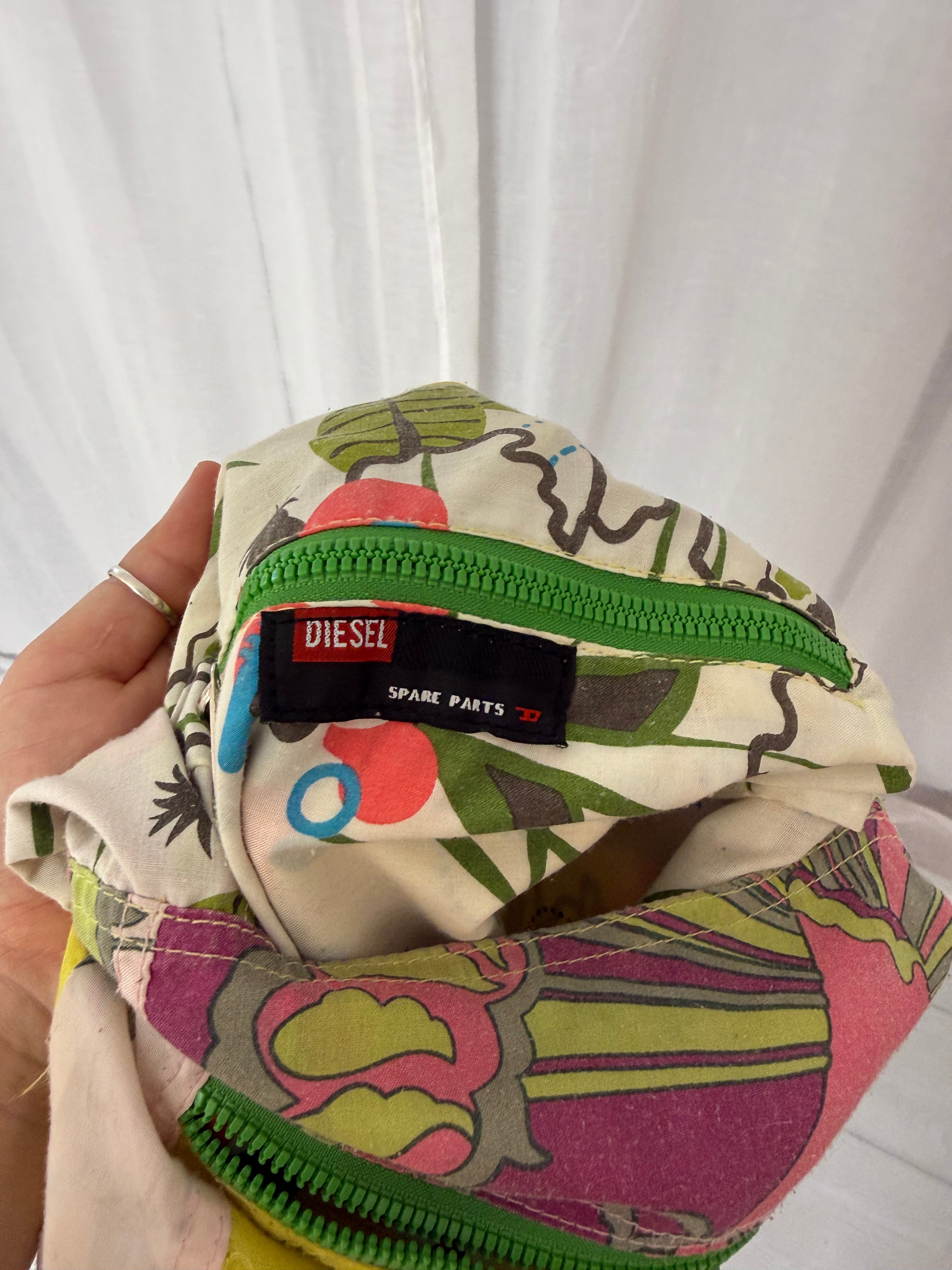 ✿ authentic 2003 diesel spare parts patchwork crossbody bag •