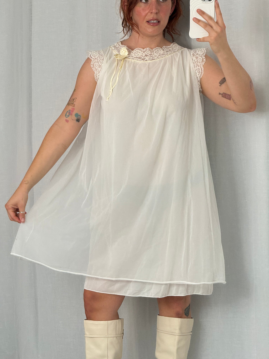 ✿ vintage 60s sheer babydoll nightgown