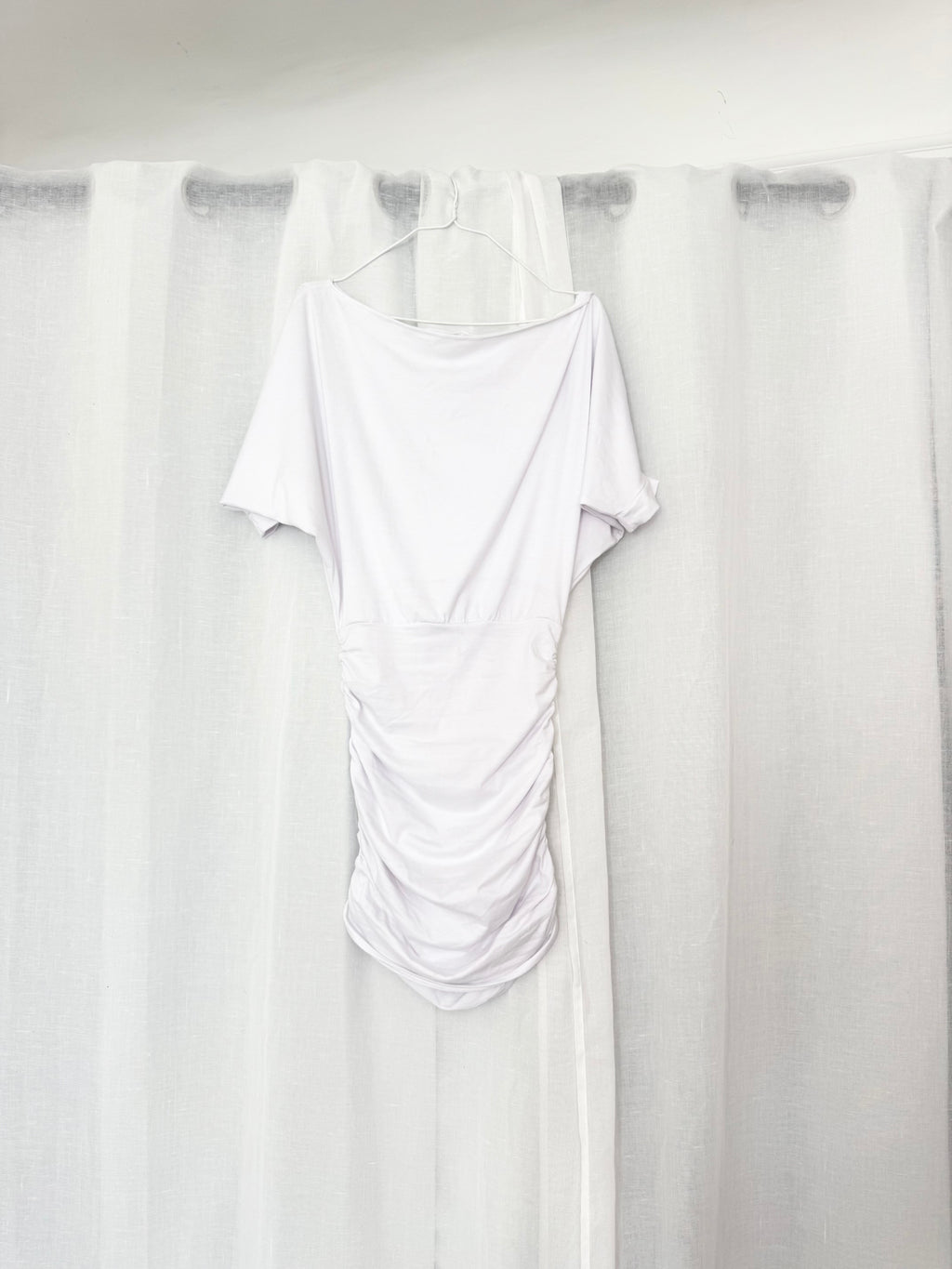 ✿ y2k off shoulder ruched bodycon mini dress