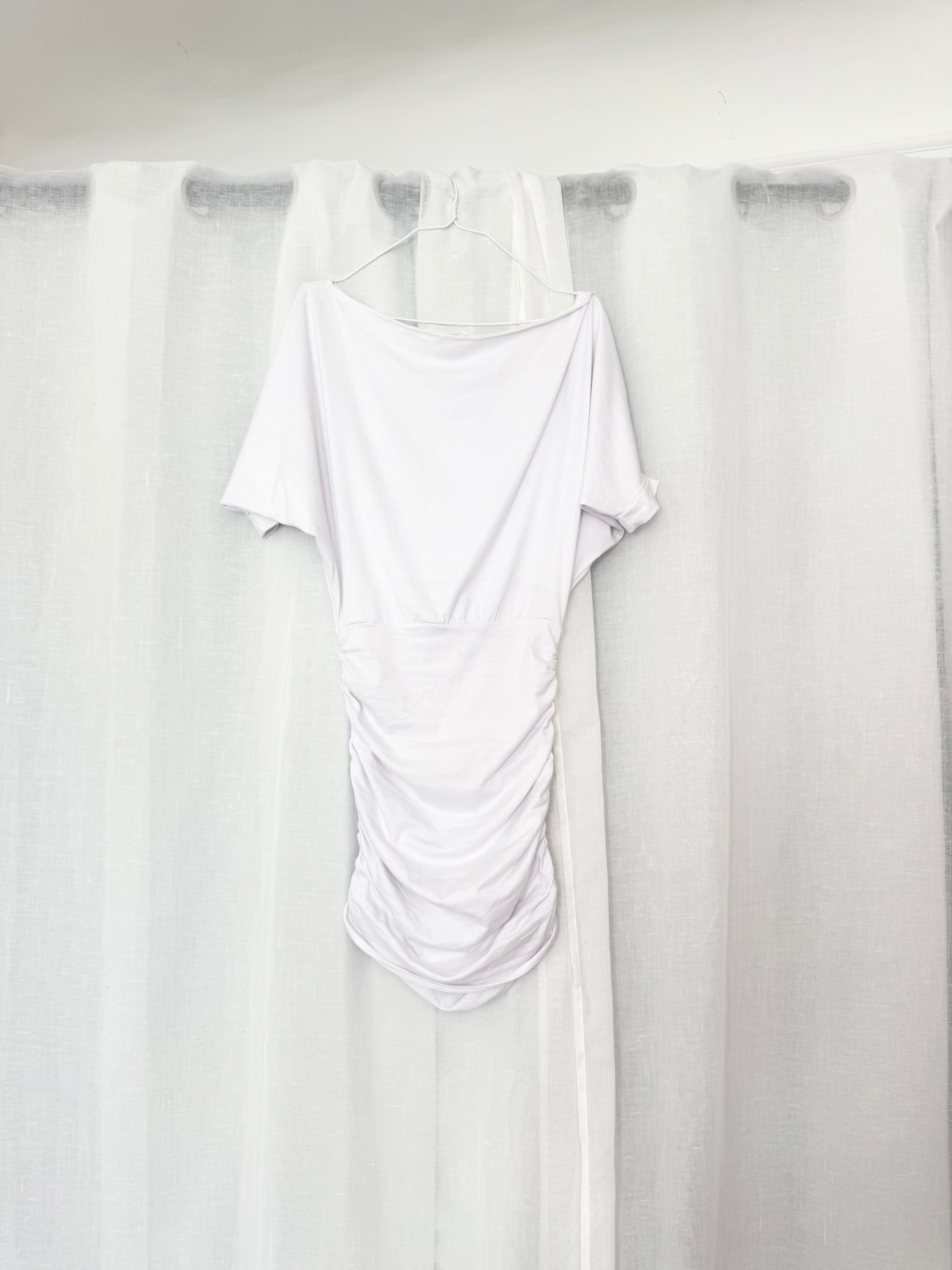 ✿ y2k off shoulder ruched bodycon mini dress