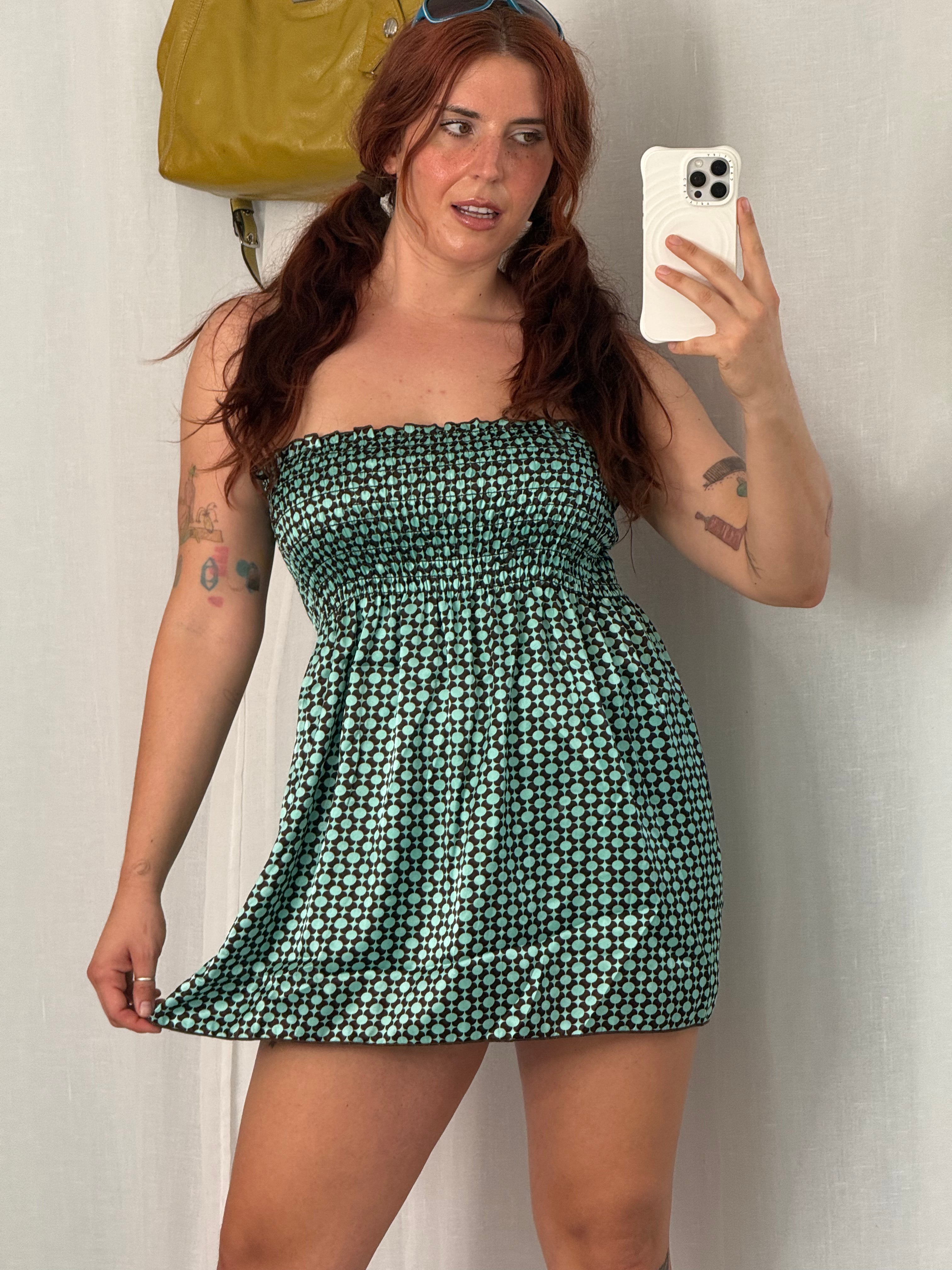 ✿ y2k polka dot tube dress • coquette babydoll mini