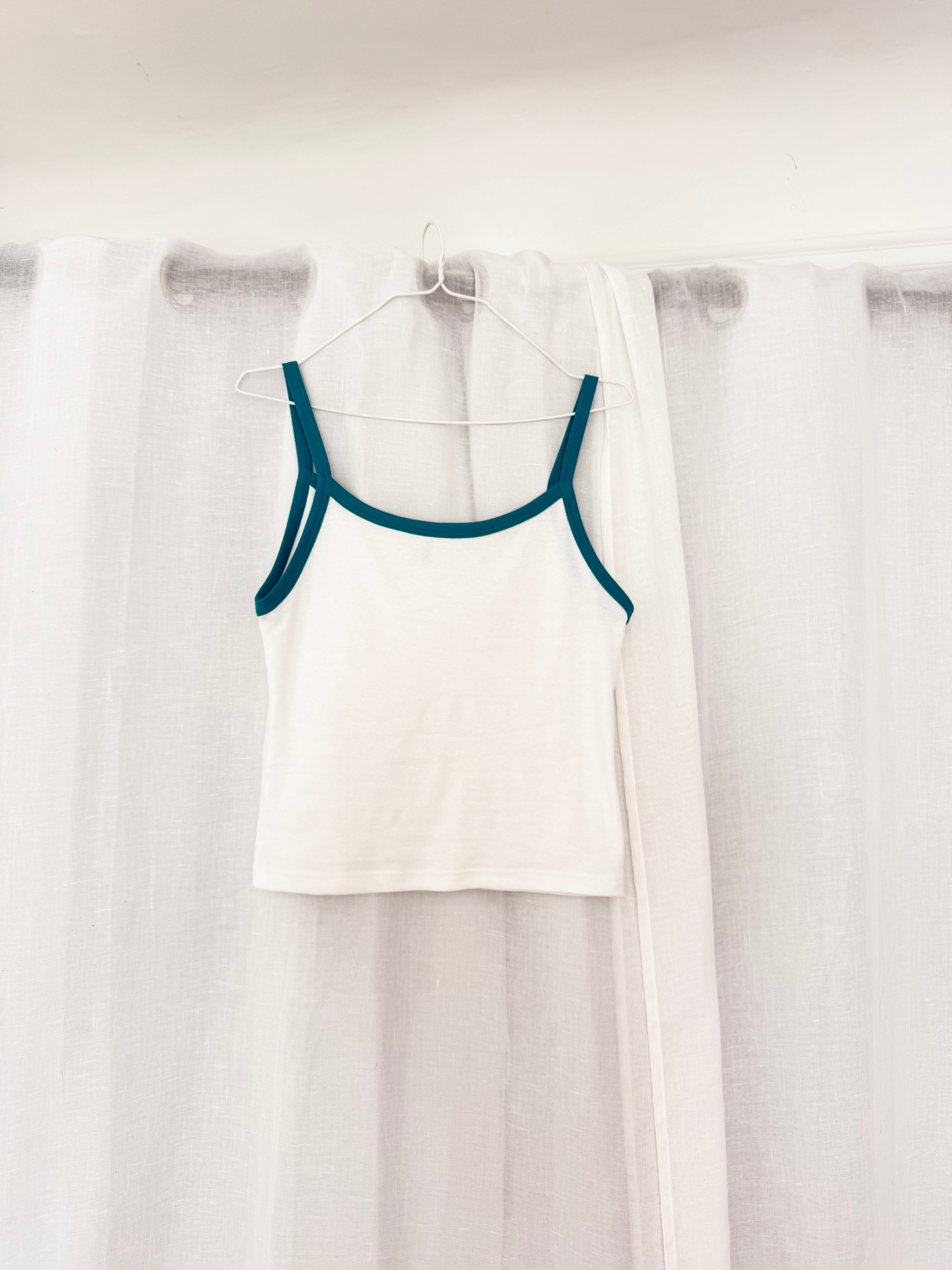 ✿ los angeles apparel baby rib pink trim spaghetti tank