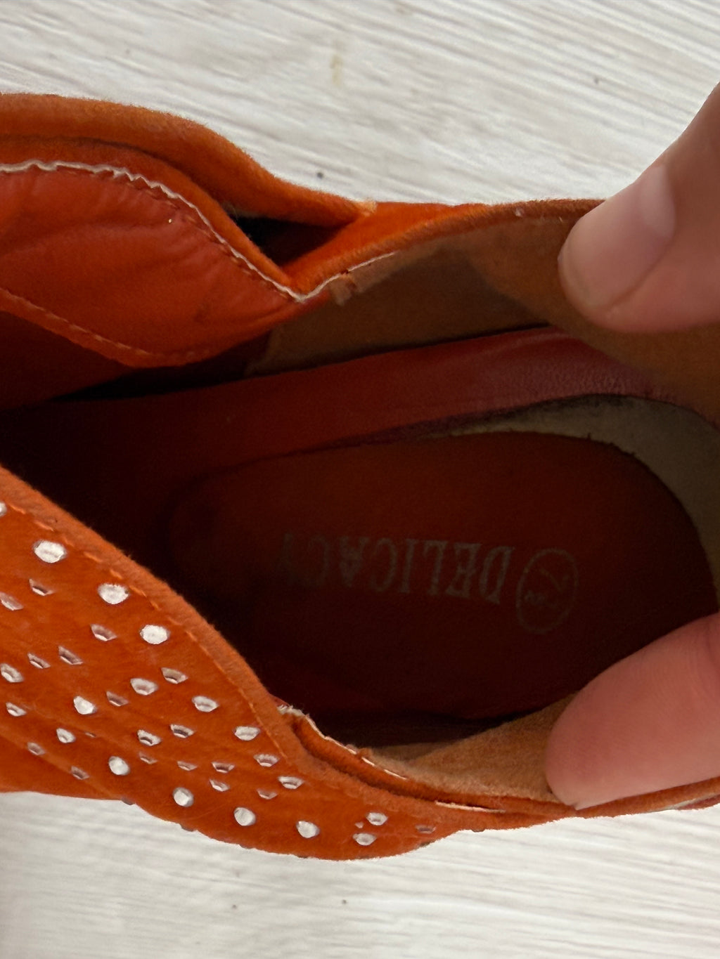 ✿ y2k burnt orange rhinestone platform booties (size 7.5)