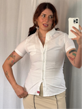 🤍 Dickies Y2K ultra slim white button up 🤍