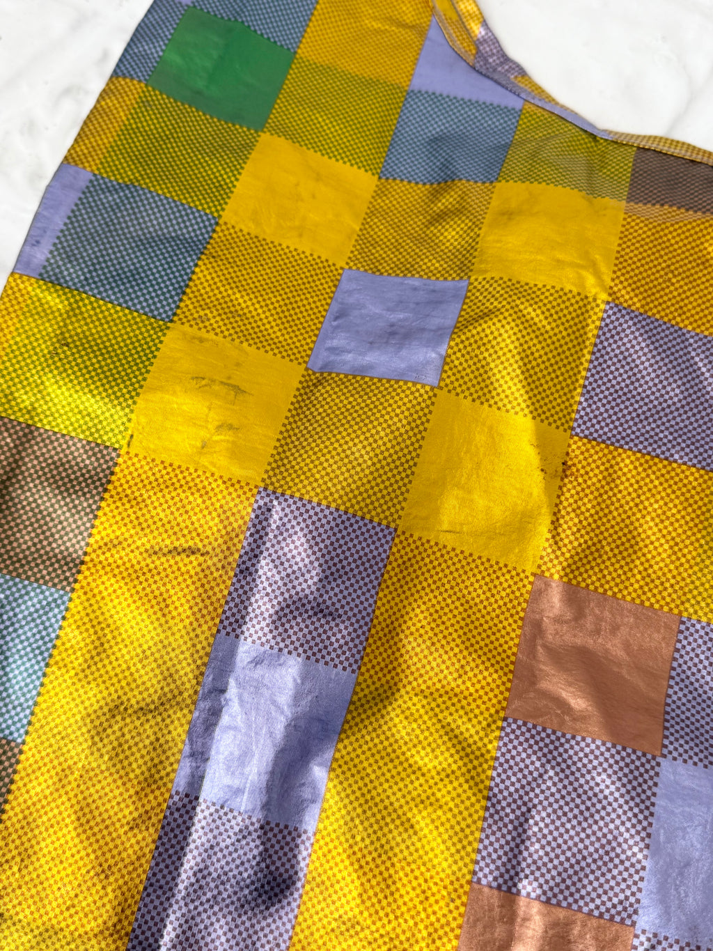 ✧ metallic plaid baggu reusable tote bag ✧