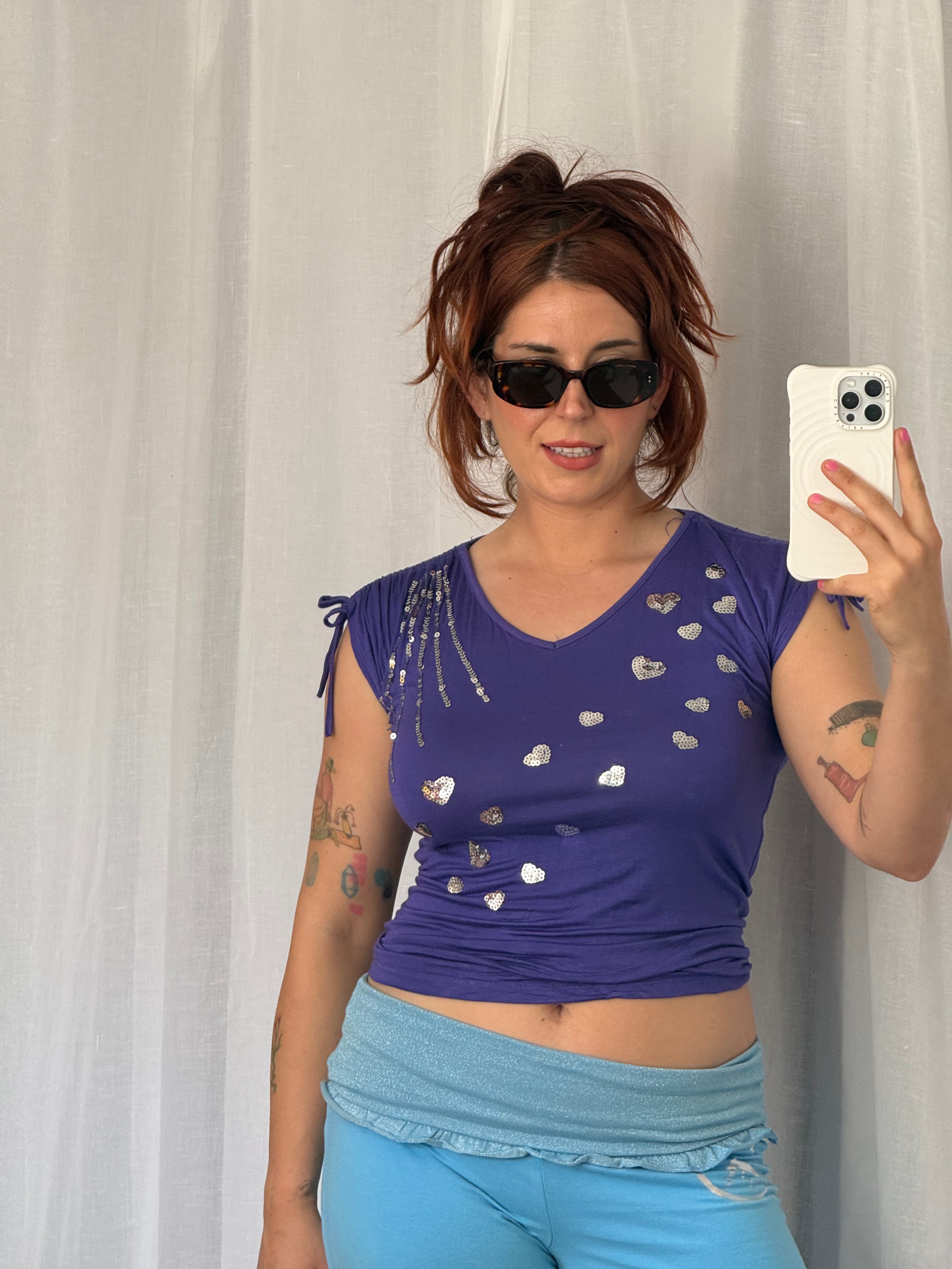 ✧ vintage Y2K sequin heart top ✧