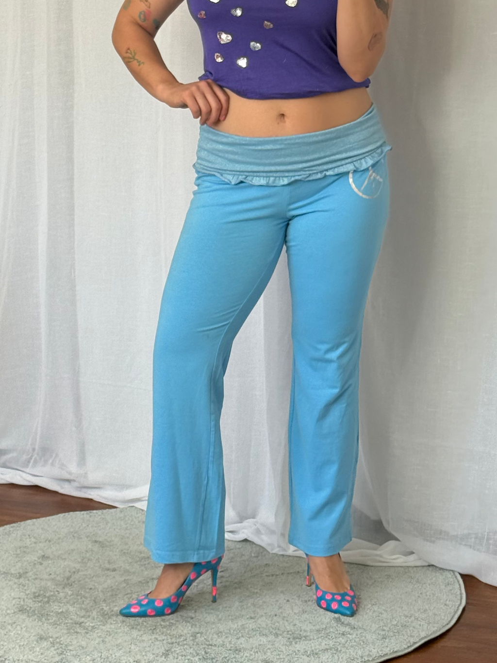 ✧ vintage Y2K Candie’s rufflefoldover flare pants ✧