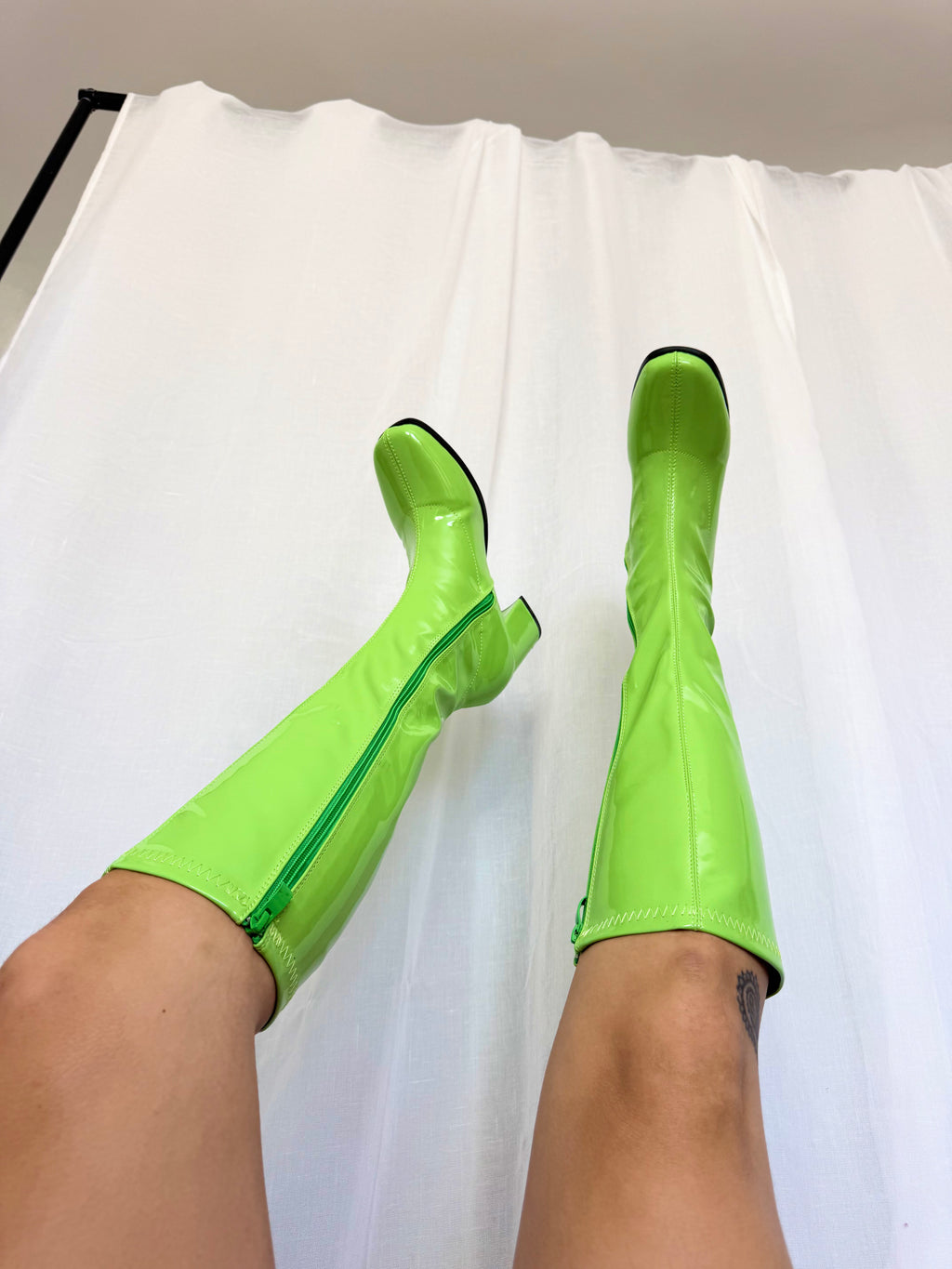 ✧ lime green patent go go boots ✧