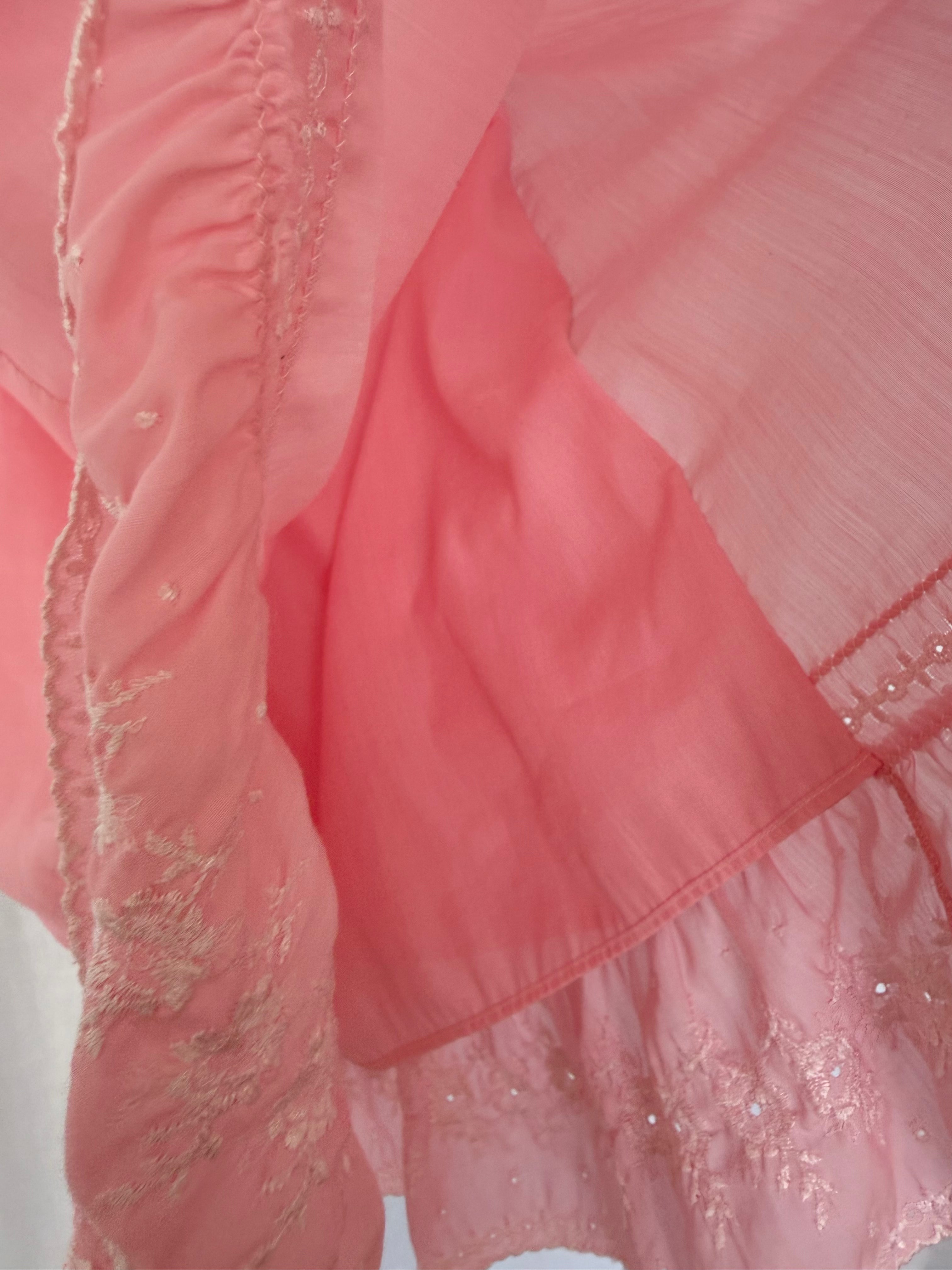 ✧ vintage 60’s cotton pink embroidered slip dress ✧