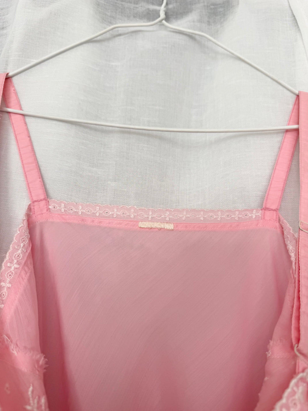 ✧ vintage 60’s cotton pink embroidered slip dress ✧