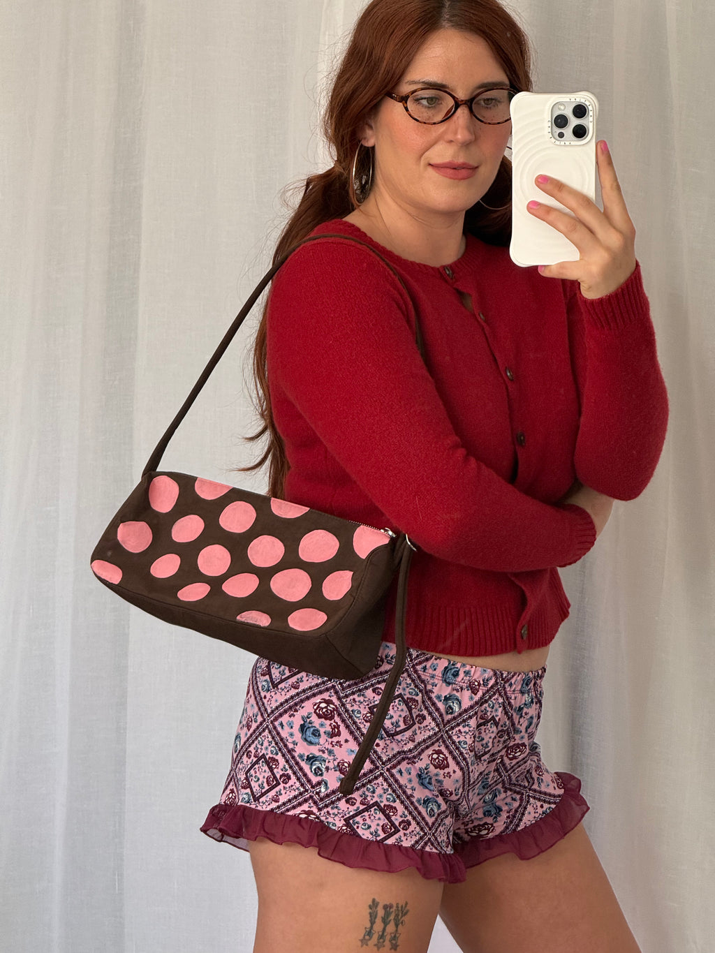 ✧ hand painted BAGGU pink polka dot loaf bag ✧