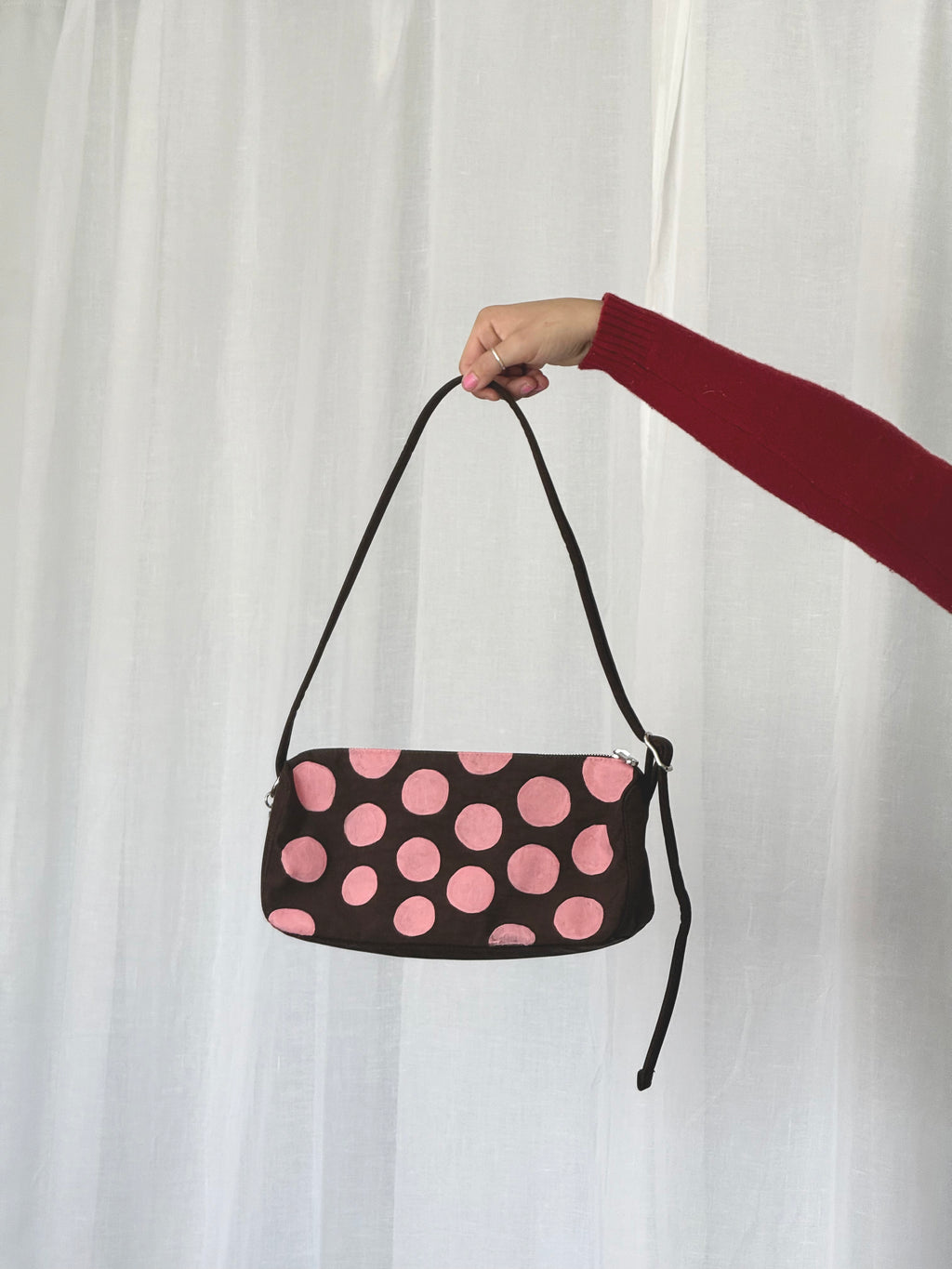 ✧ hand painted BAGGU pink polka dot loaf bag ✧