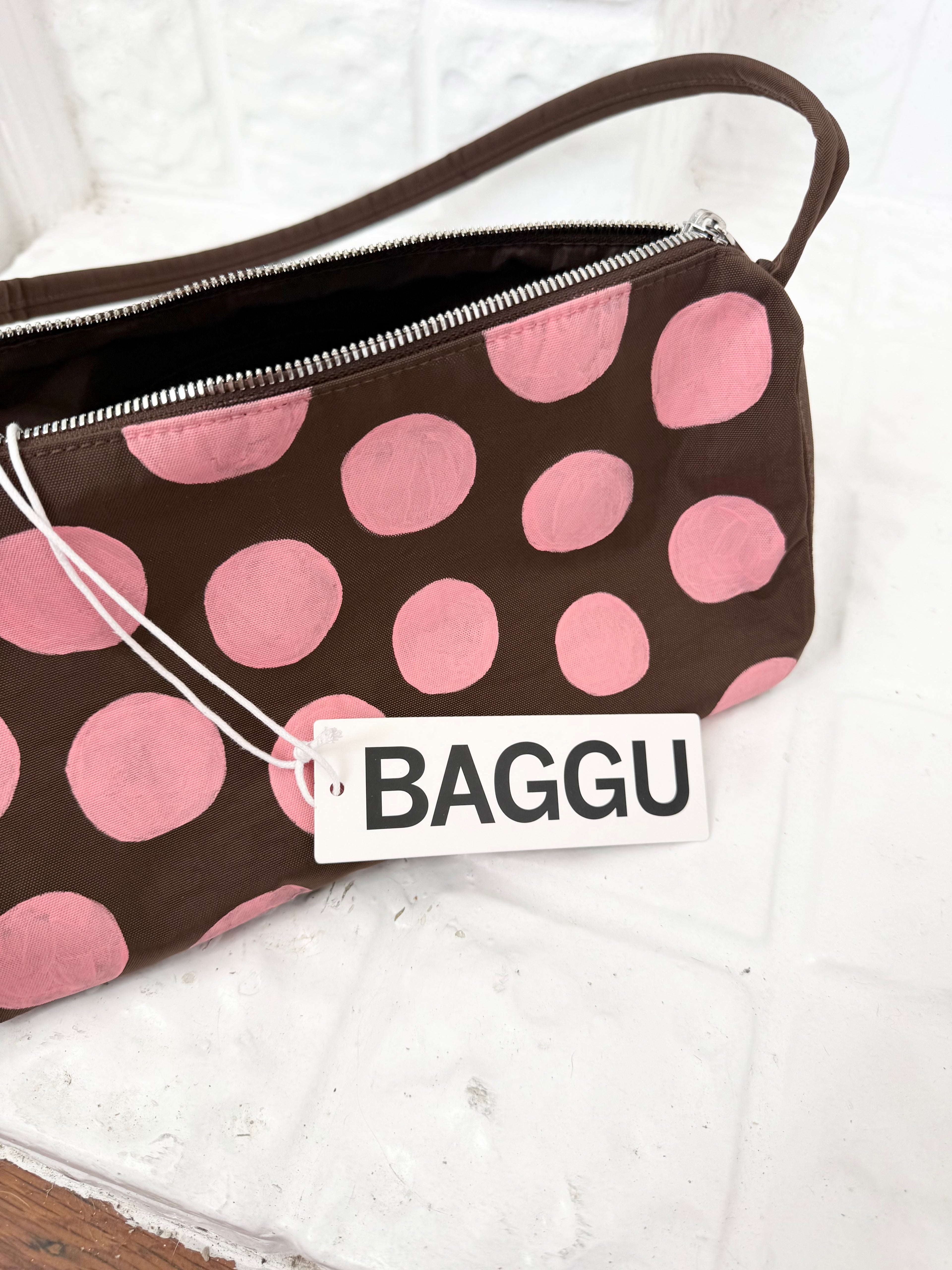 ✧ hand painted BAGGU pink polka dot loaf bag ✧