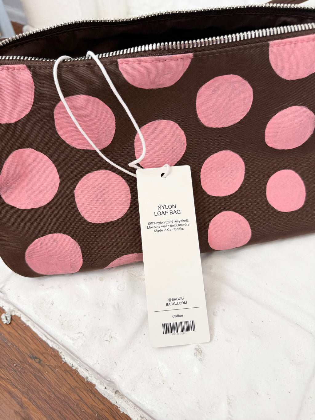 ✧ hand painted BAGGU pink polka dot loaf bag ✧