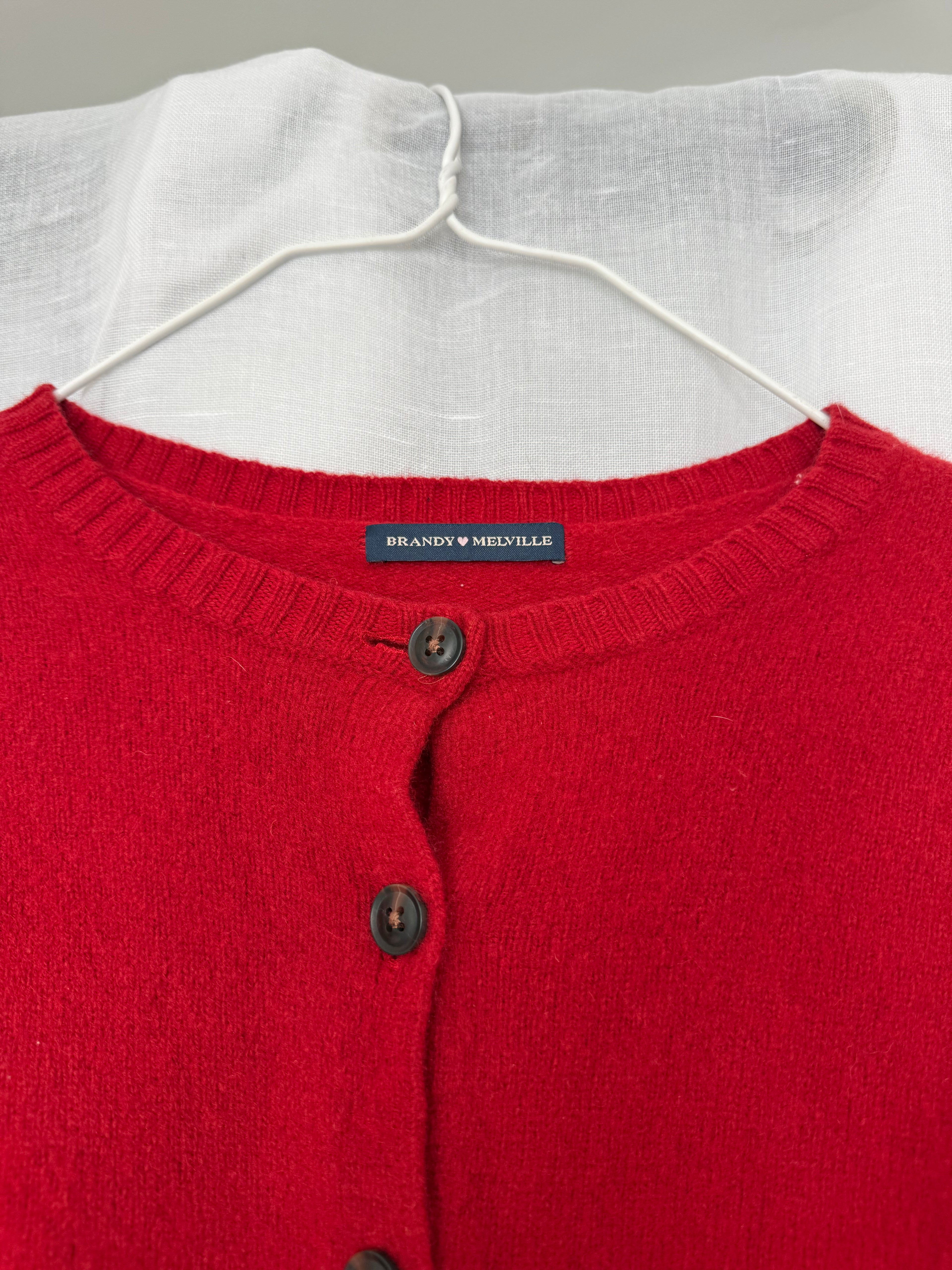 ✧ Brandy Melville cherry red wool cardigan ✧