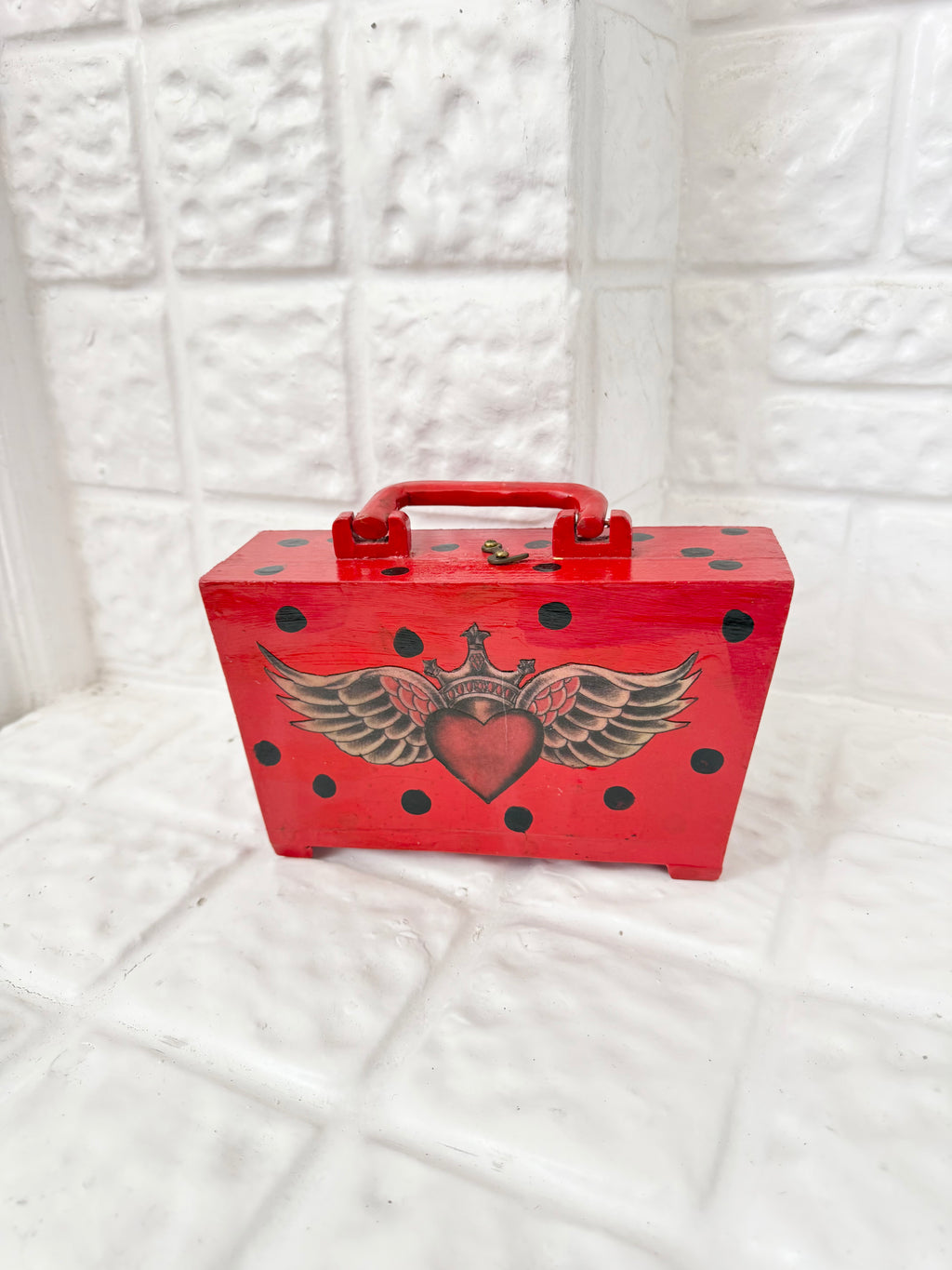 ✧ hand painted y2k tattoo flash wooden box purse ✧