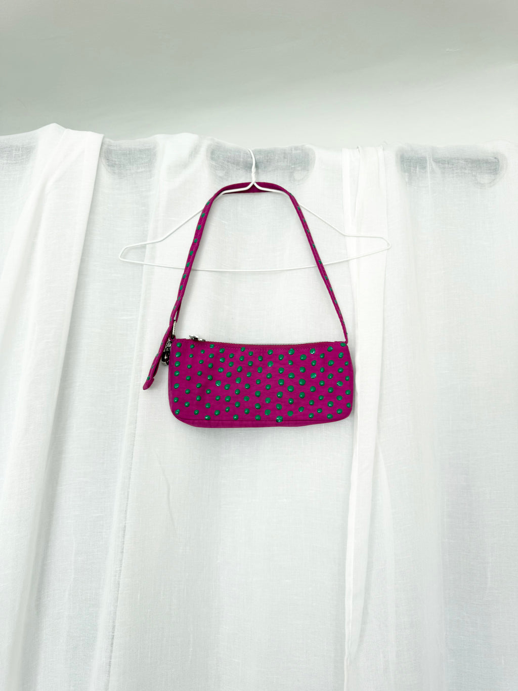 ✧ hand painted polka dot baggu deep fuschia pochette ✧