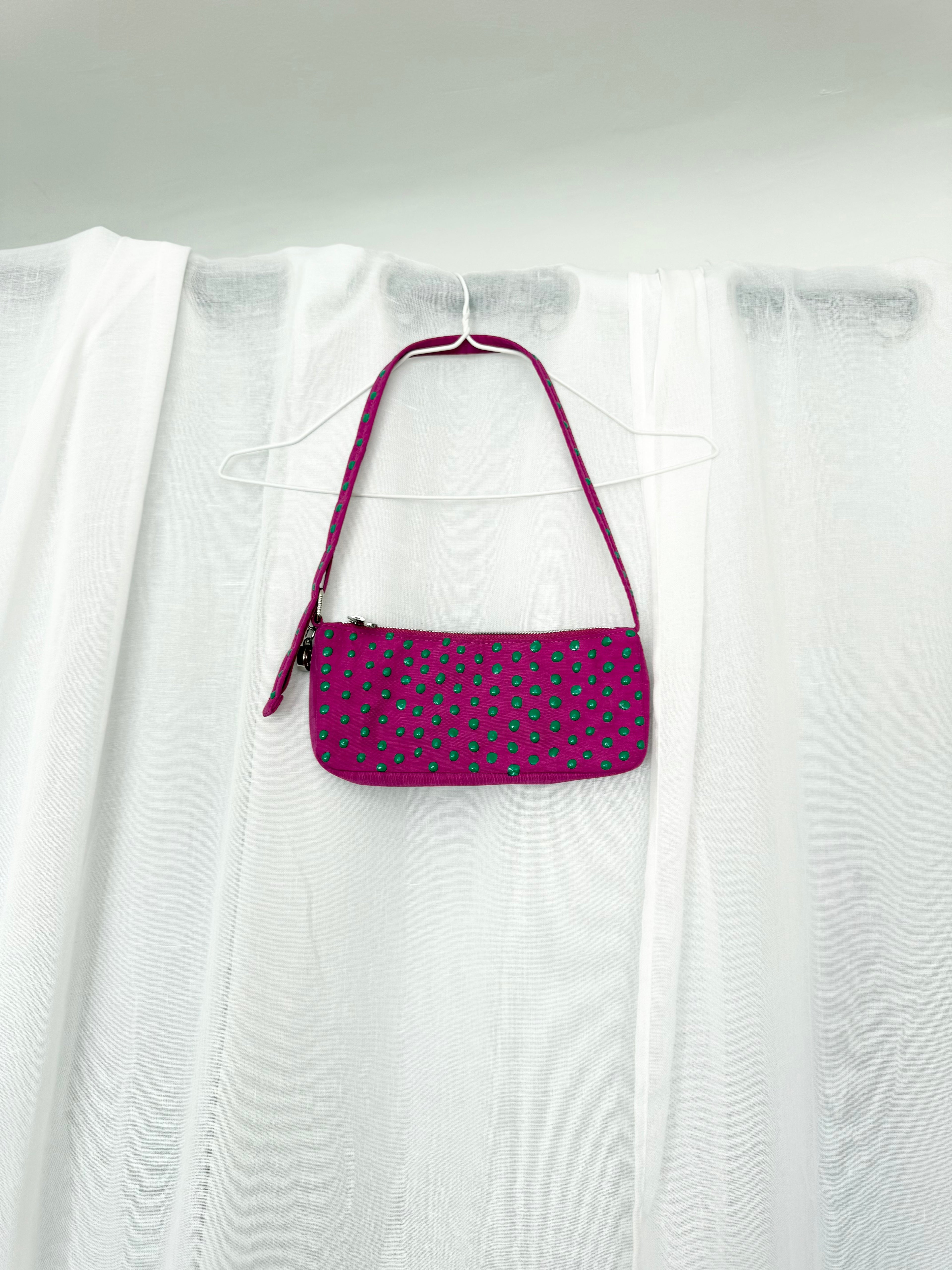 ✧ hand painted polka dot baggu deep fuschia pochette ✧