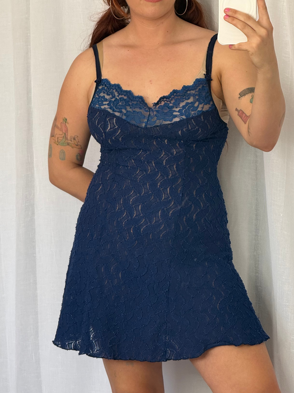 ✧ vintage y2k navy lace slip dress ✧