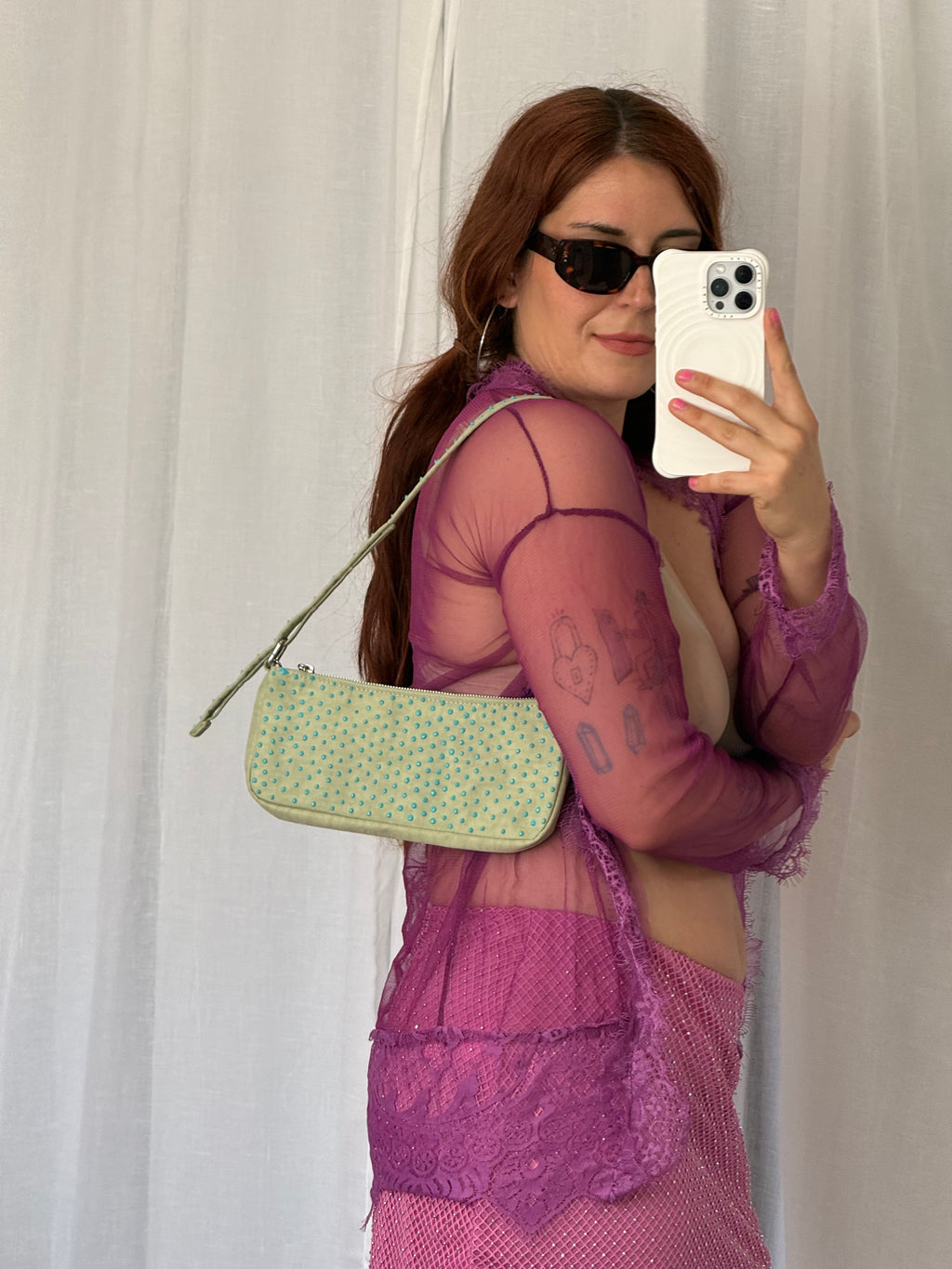 ✧ hand painted baggu celadon nylon pochette ✧