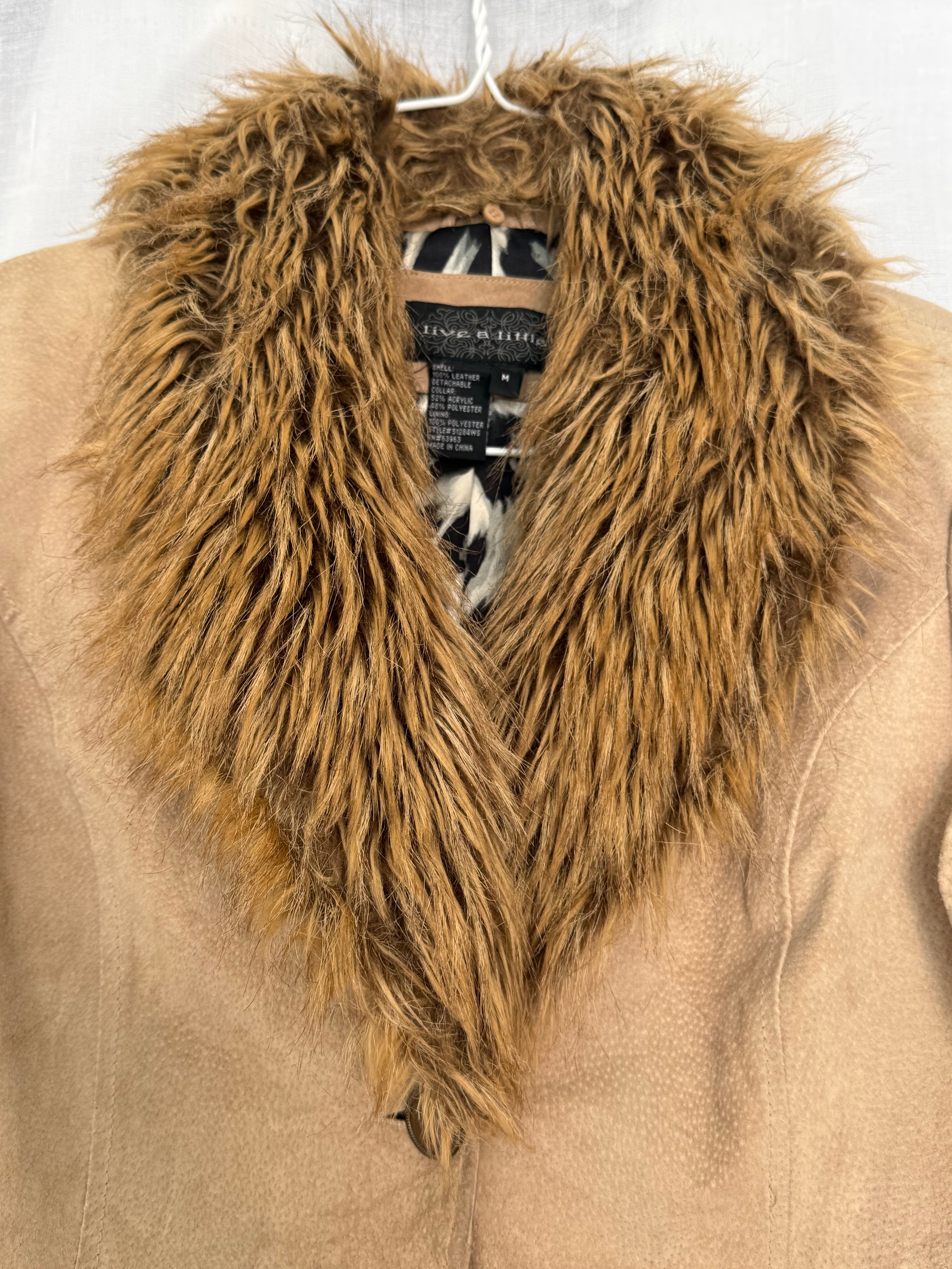 ✦ vintage Y2K genuine leather coat w/ faux fur collar