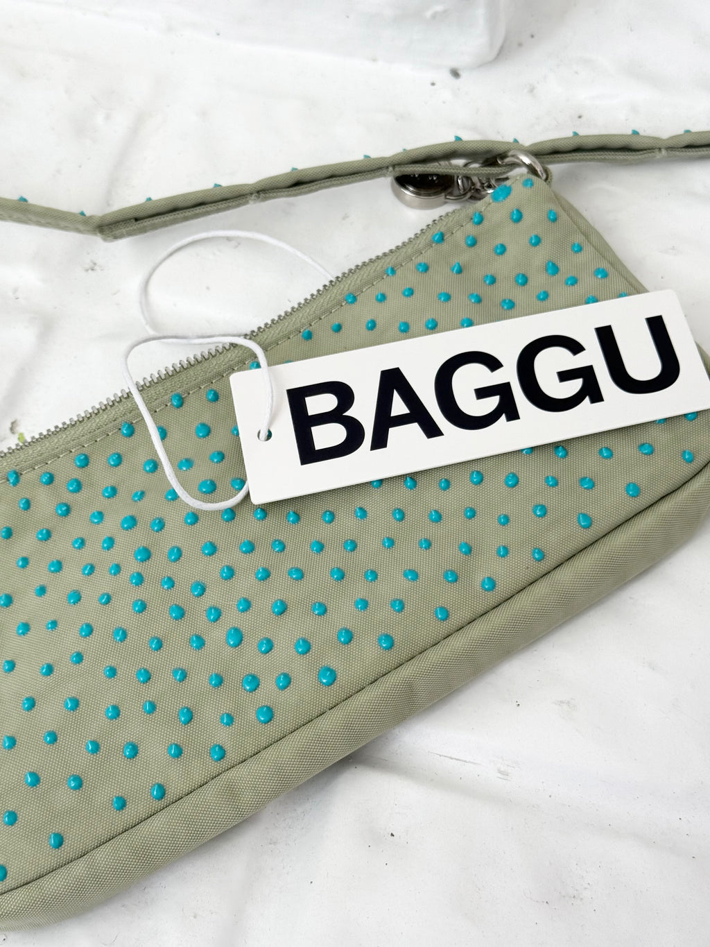 ✧ hand painted baggu celadon nylon pochette ✧