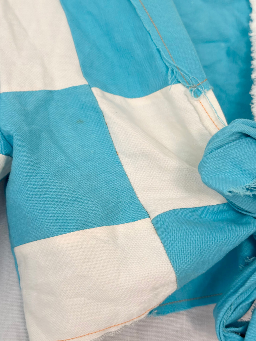 ⋆ clowncore blue & cream checker tie top ⋆