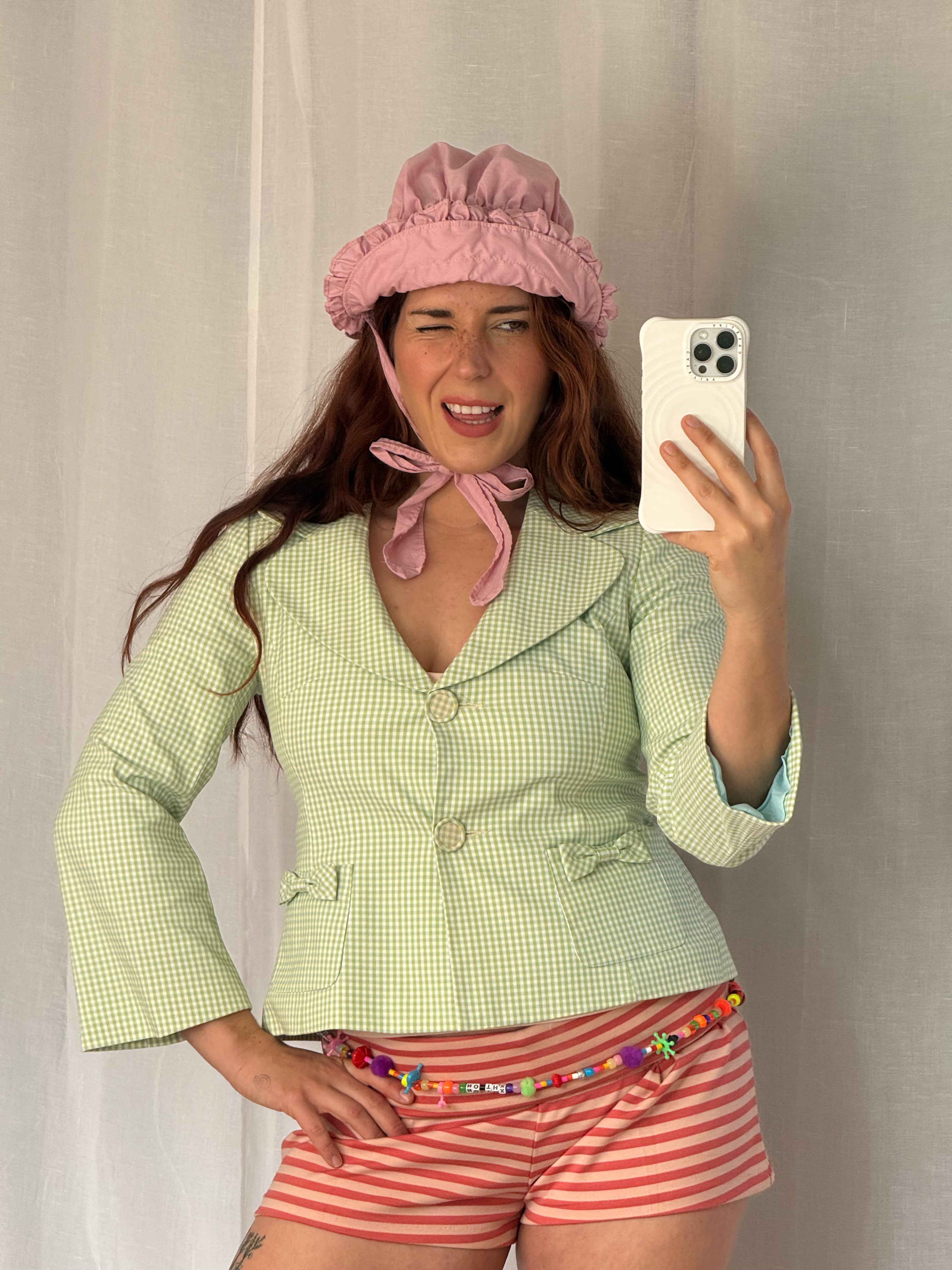 Nanette Lepore green gingham bow blazer jacket (size 8)
