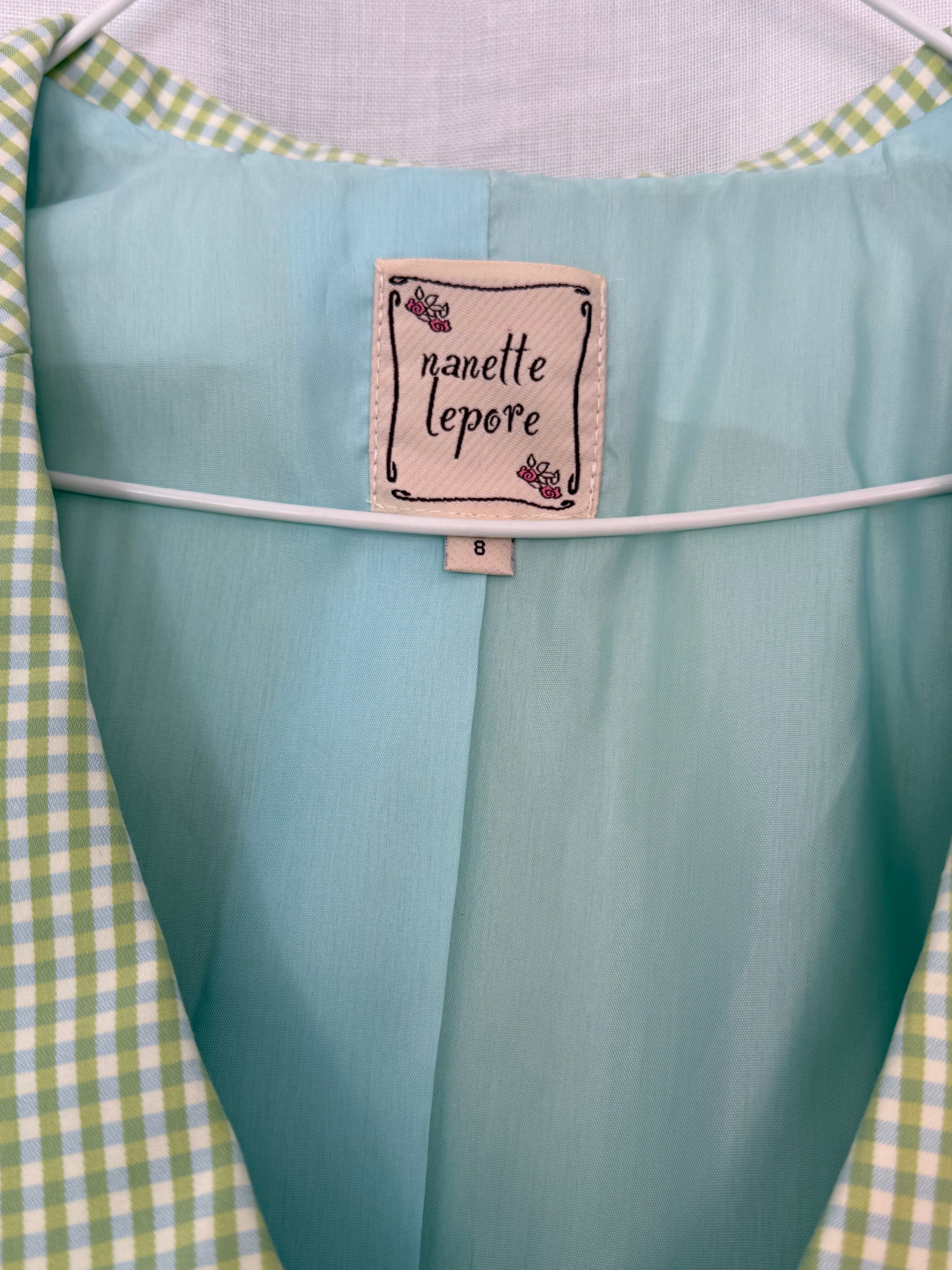 Nanette Lepore green gingham bow blazer jacket (size 8)