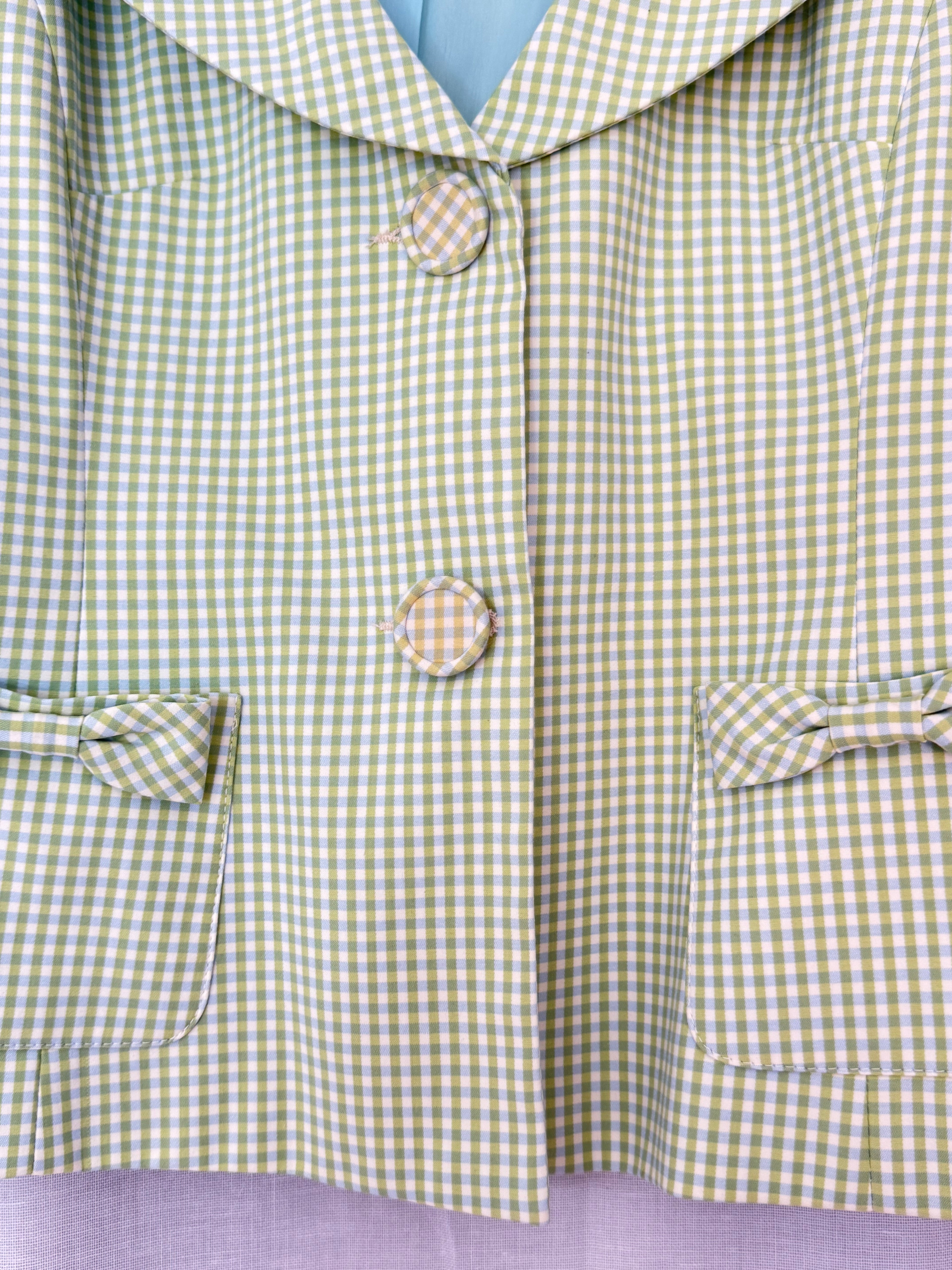 Nanette Lepore green gingham bow blazer jacket (size 8)