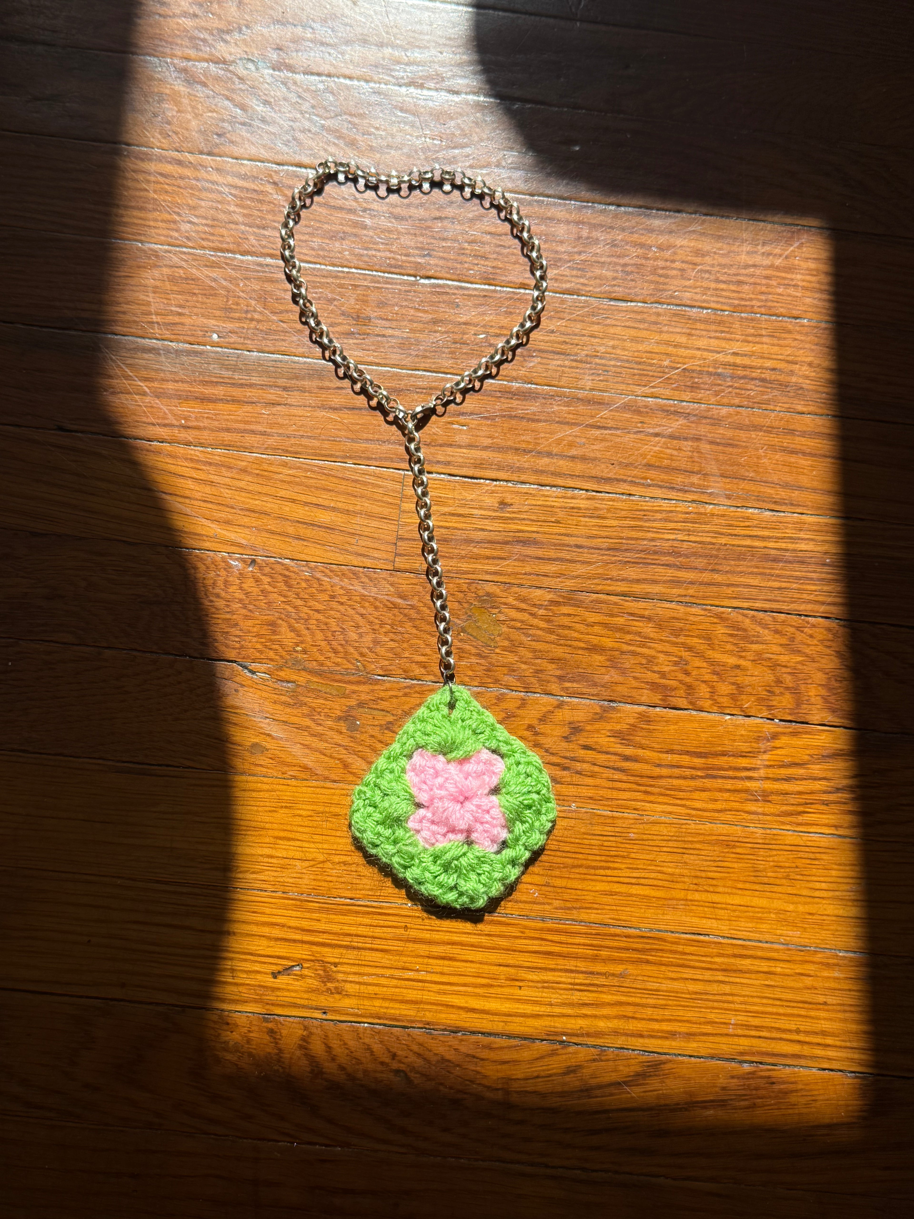 ✿ handmade crochet granny square charm necklace ✿