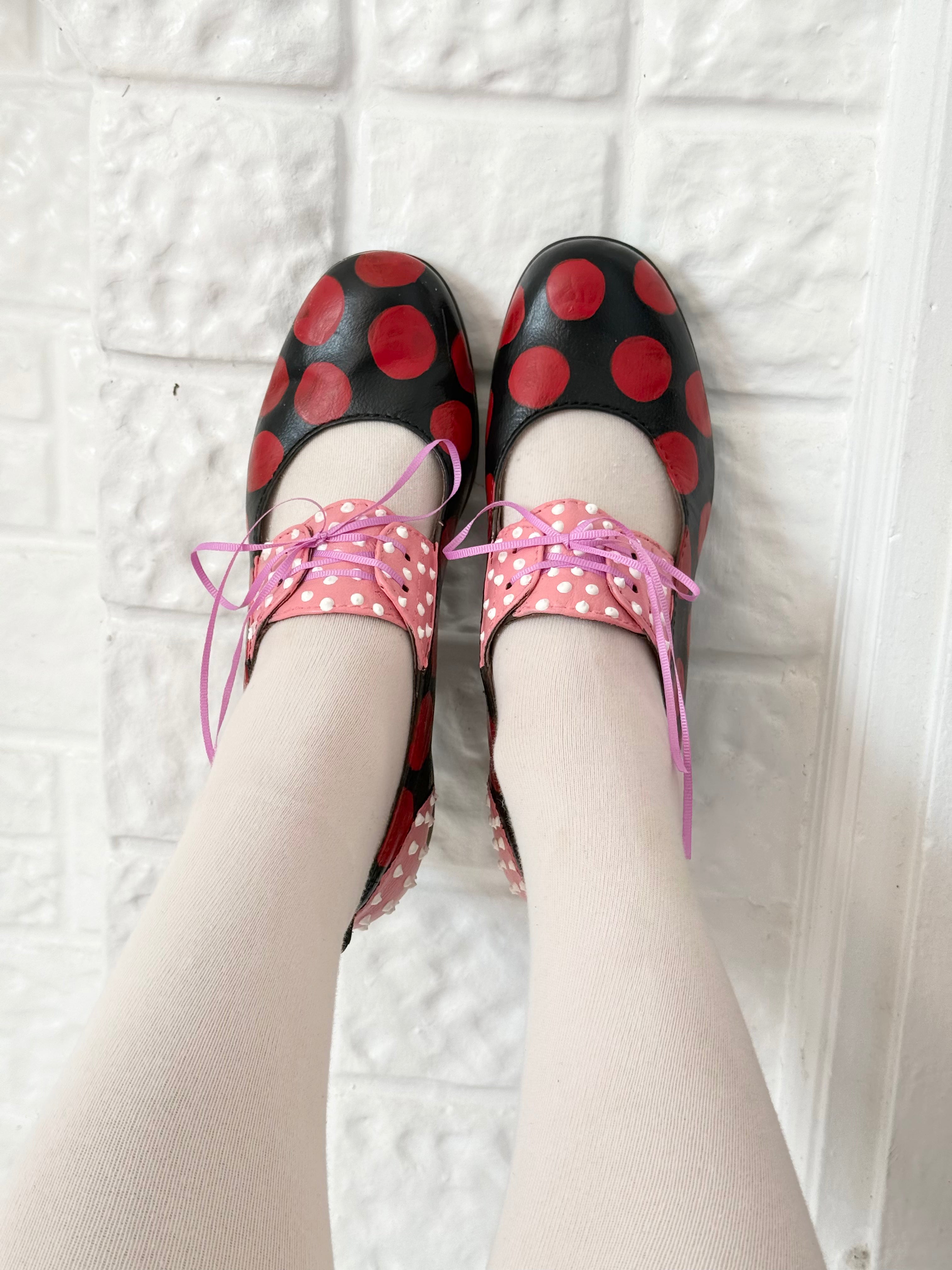 polka dot painted mary Jane oxfords (size 9)