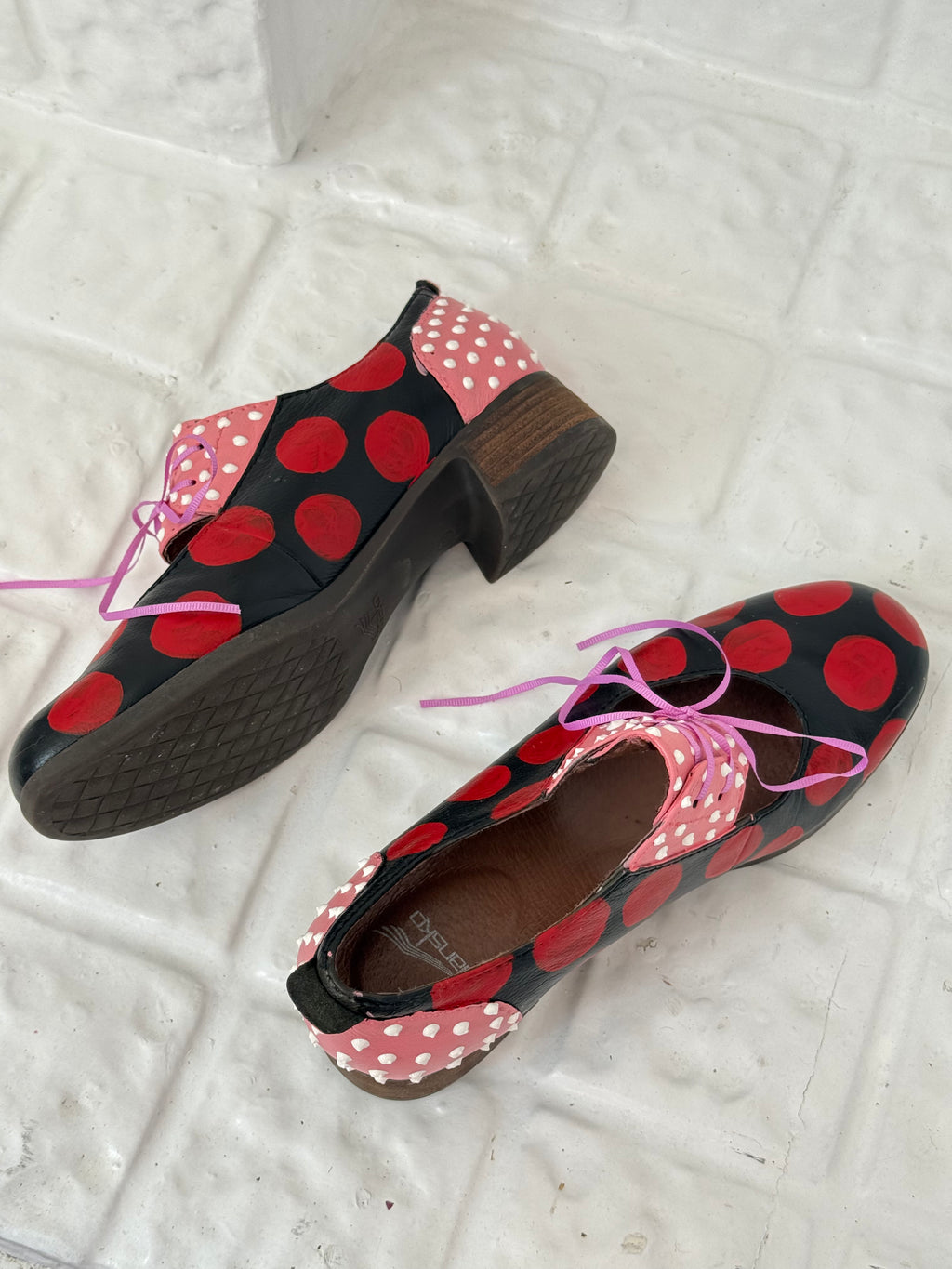 polka dot painted mary Jane oxfords (size 9)