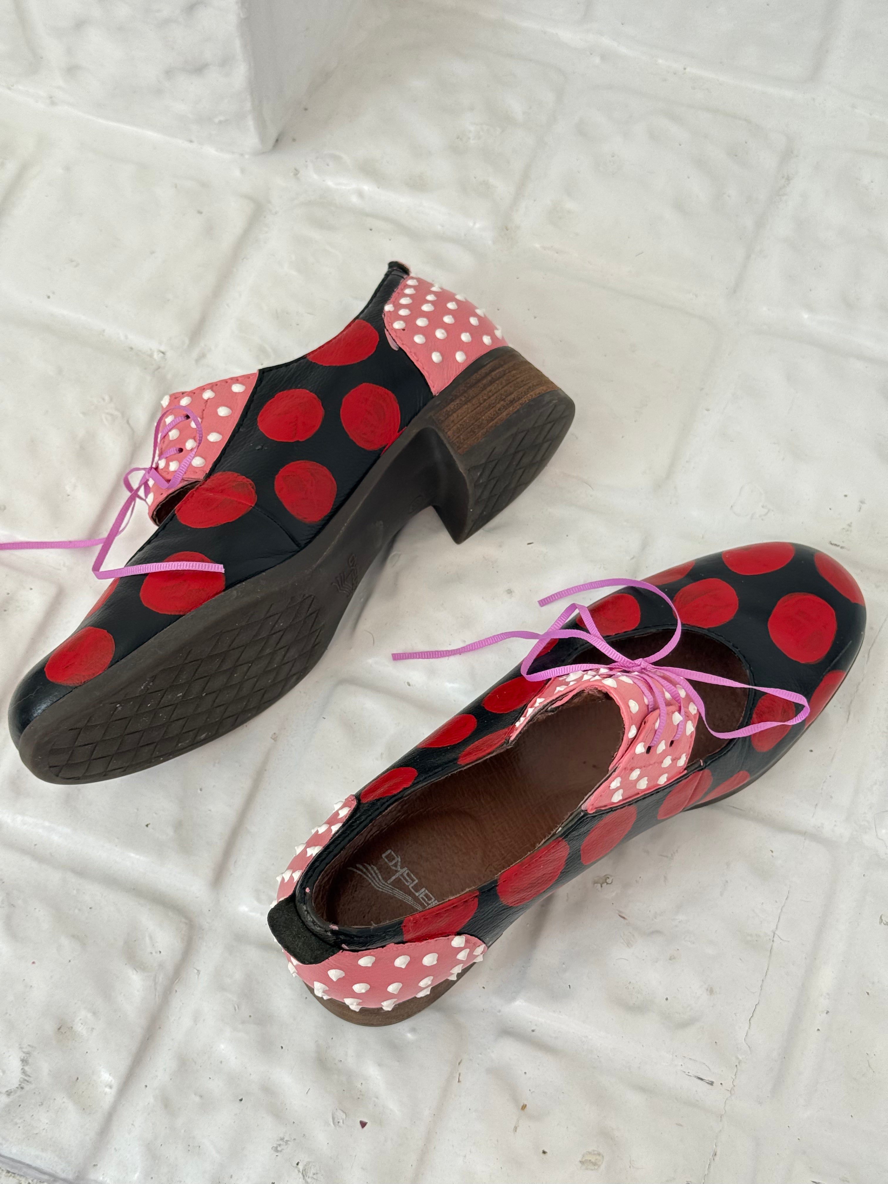 polka dot painted mary Jane oxfords (size 9)