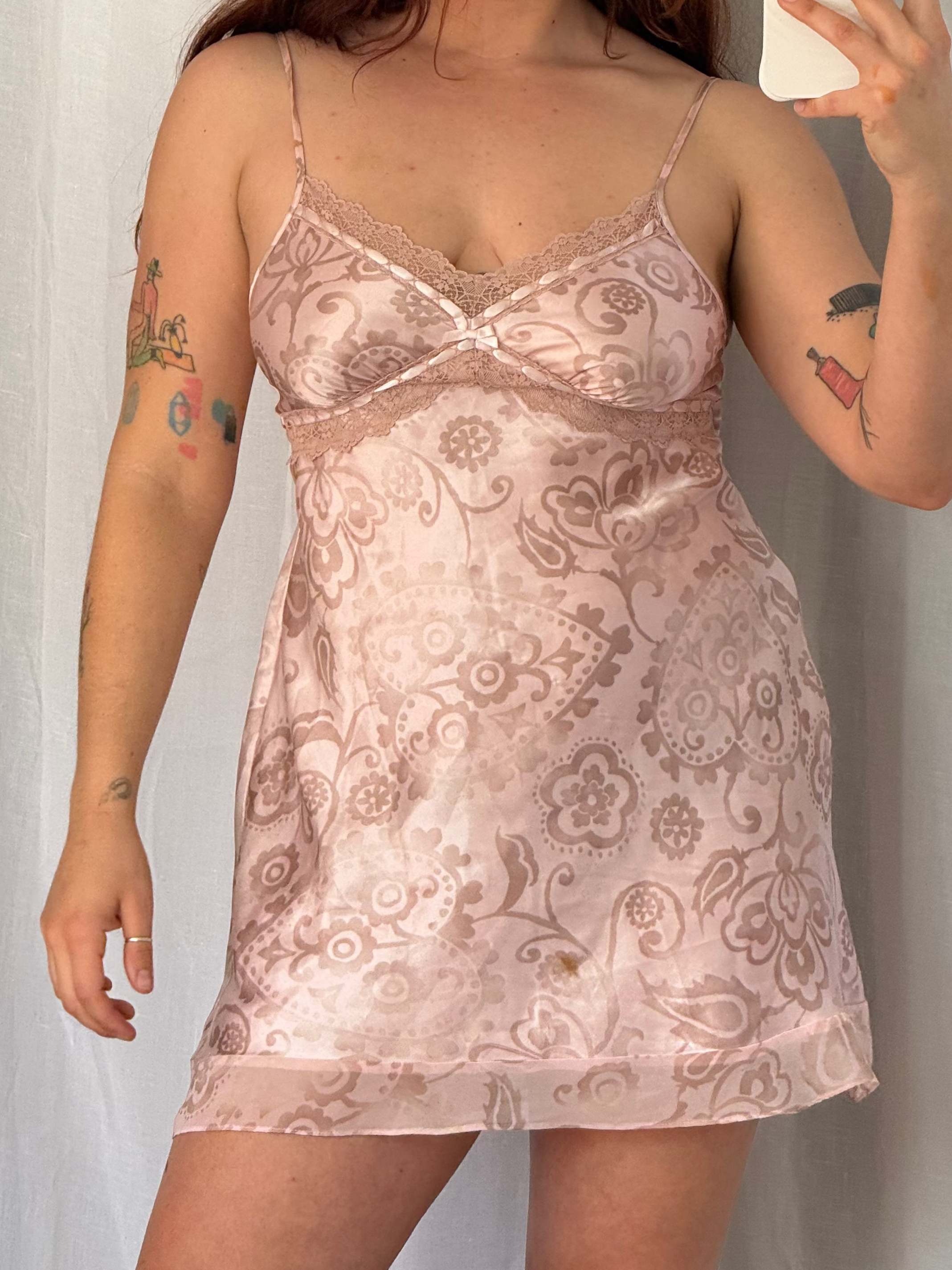 𓆩♡𓆪 vintage Y2K pink satin slip 𓆩♡𓆪