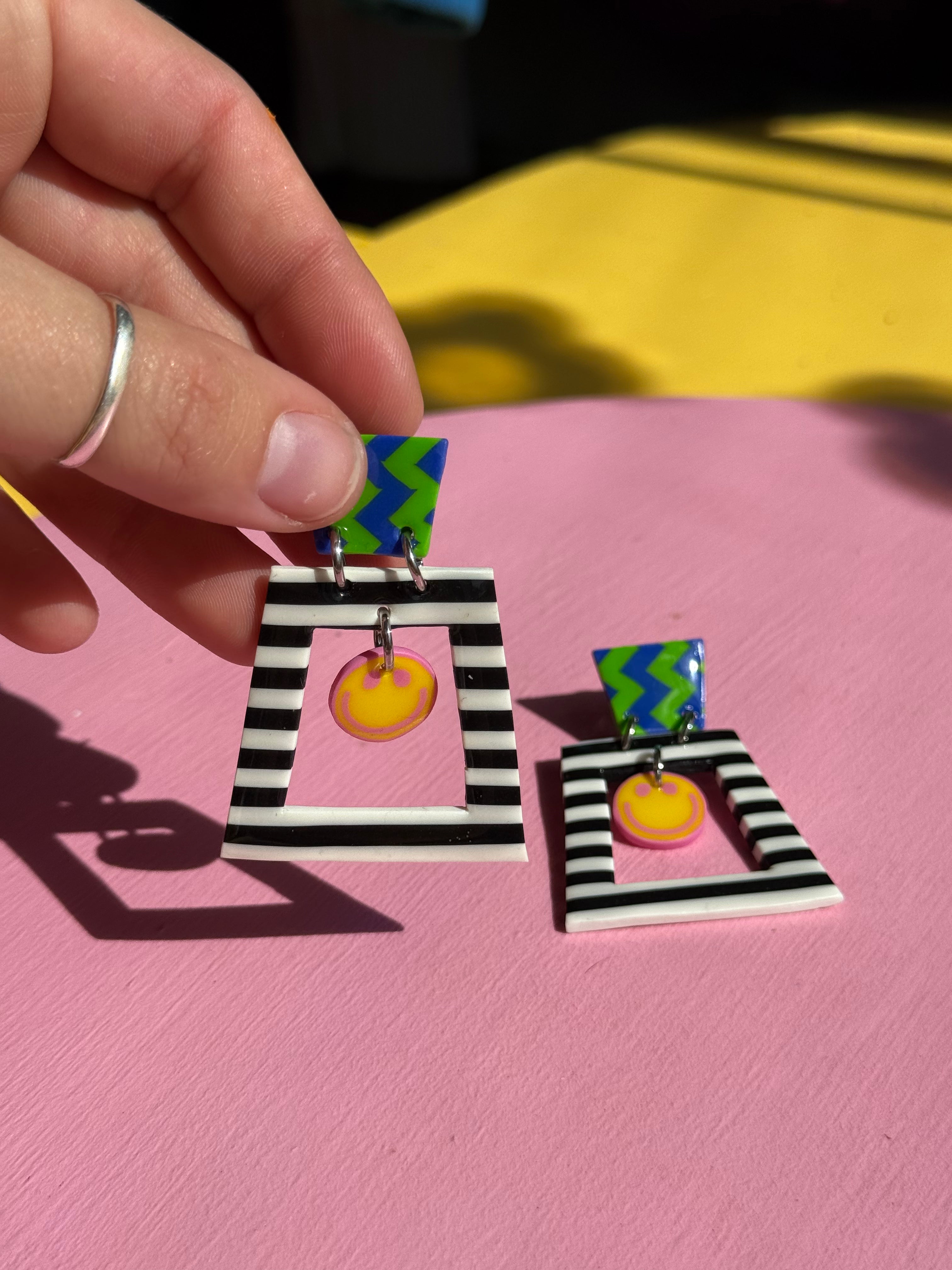 retro smiley face earrings
