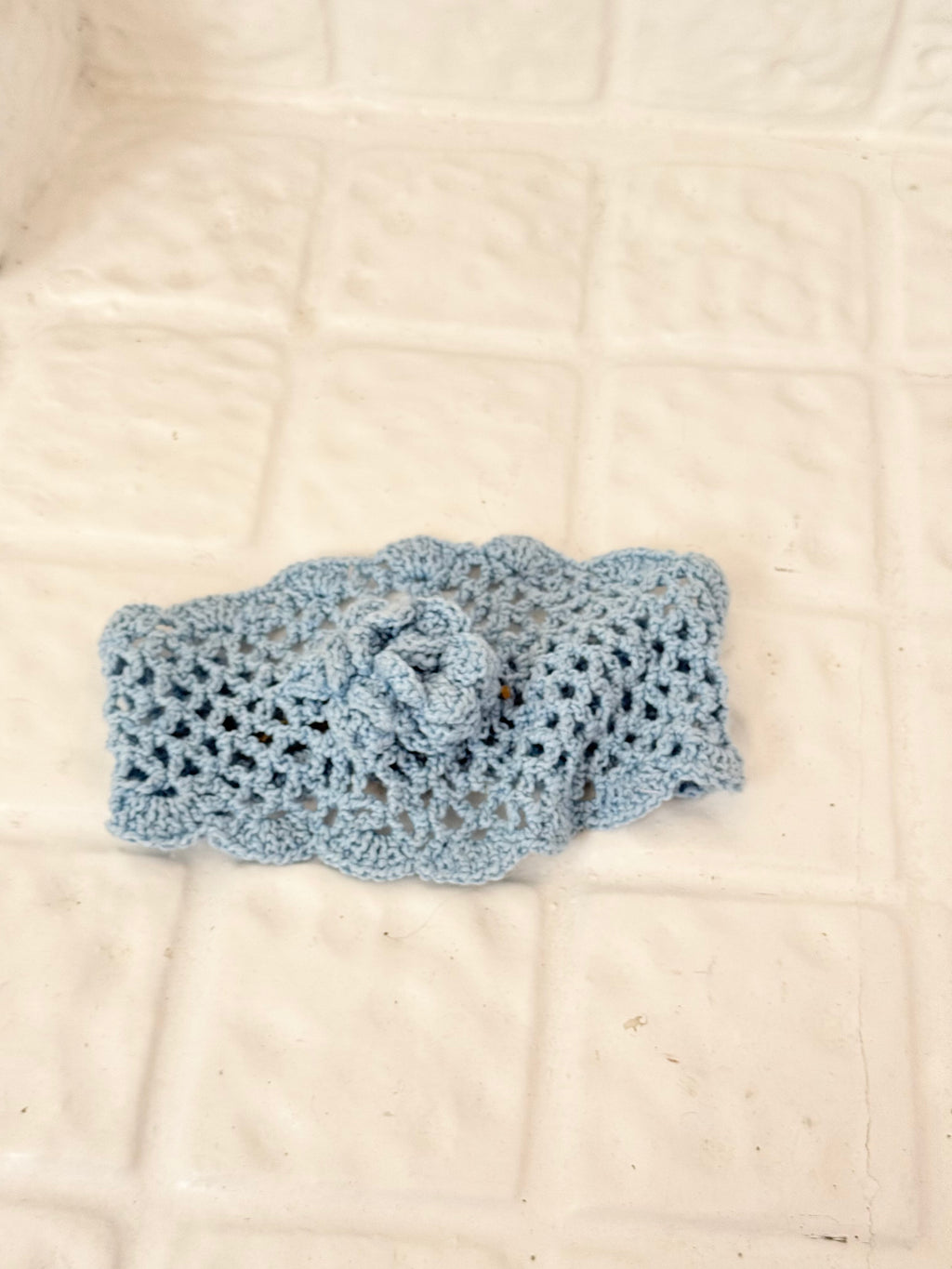 Y2K crochet coquette baby blue headband