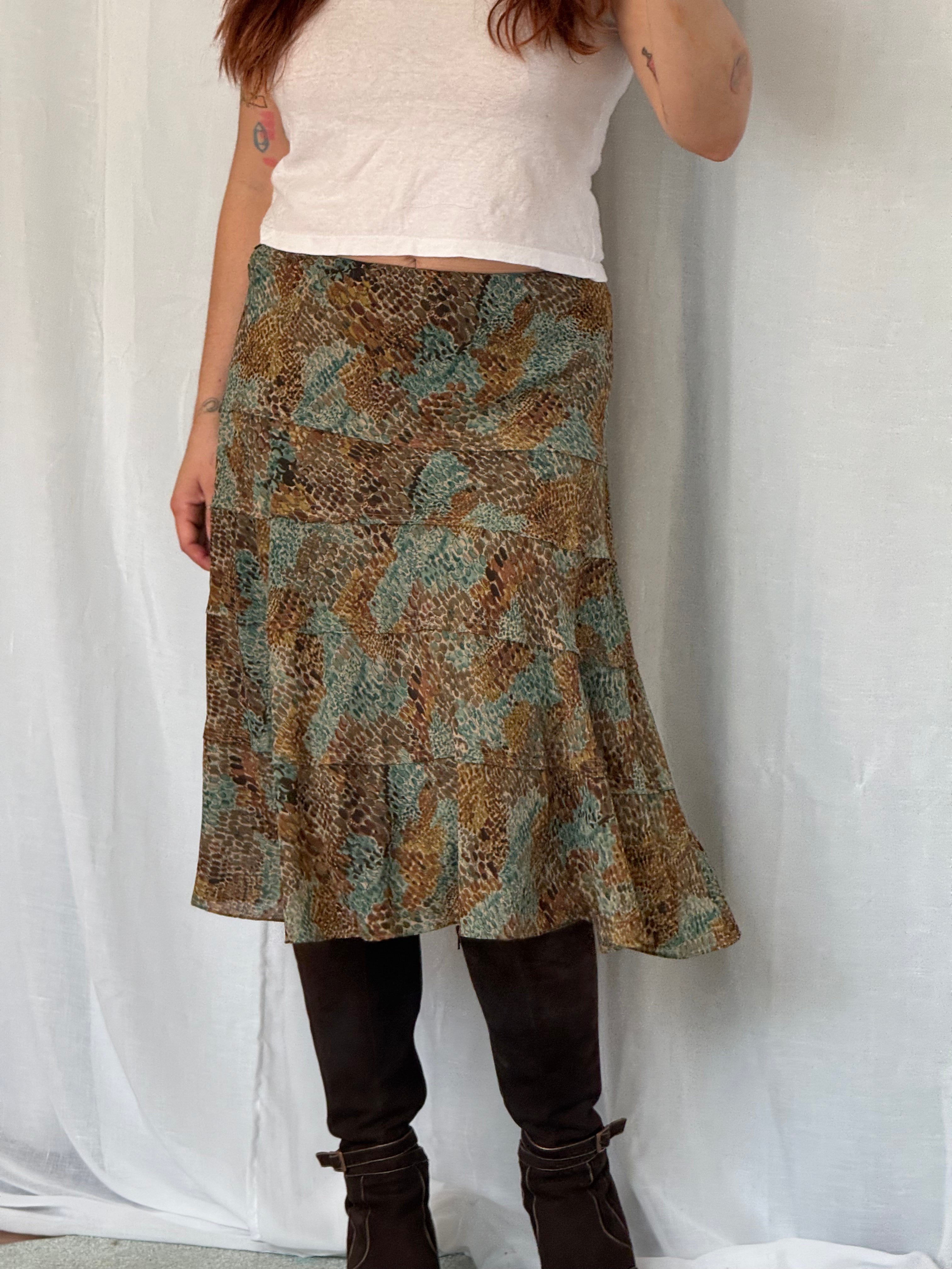 Y2K snakeskin midi skirt - 31"