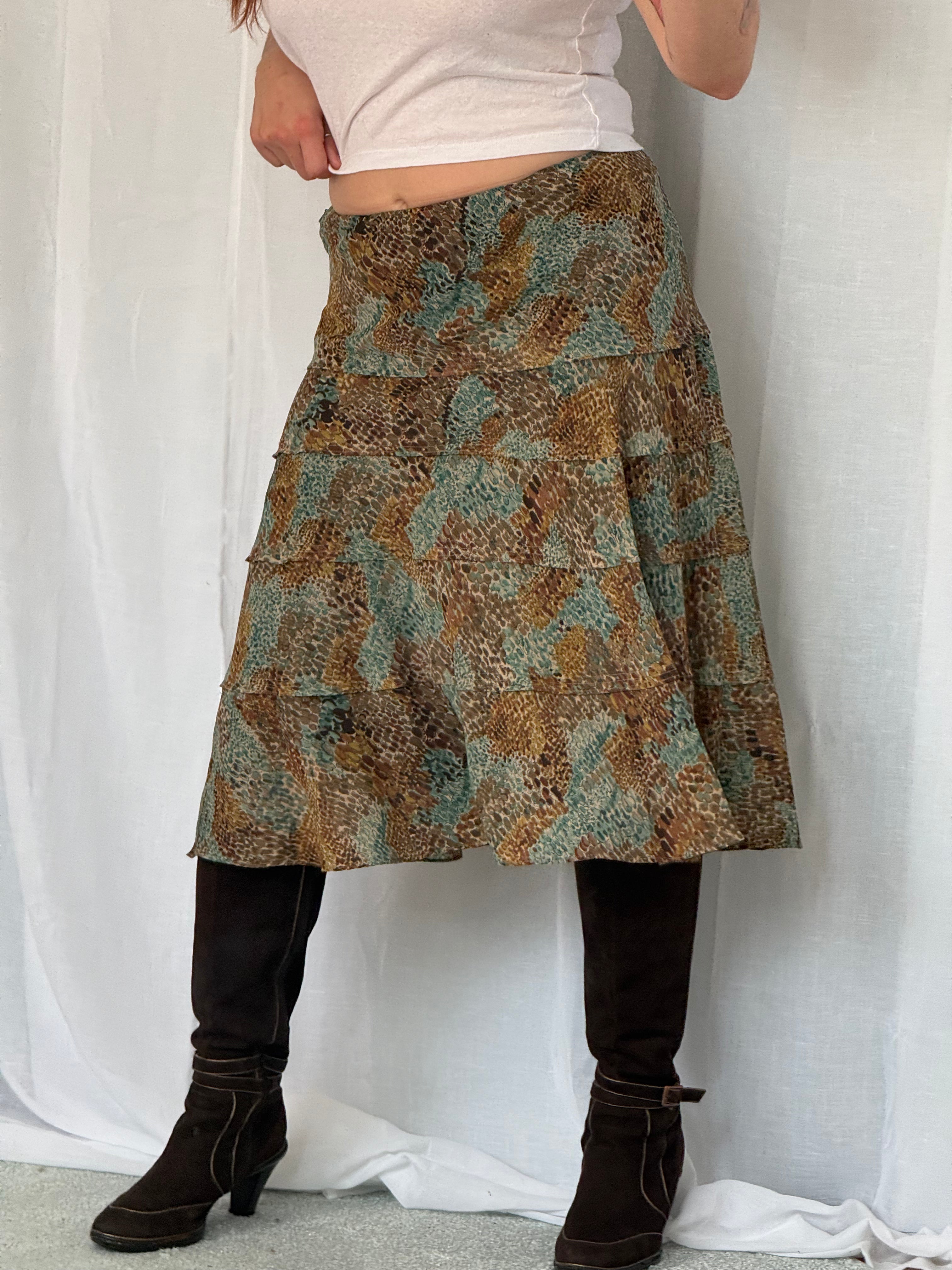 Y2K snakeskin midi skirt - 31"