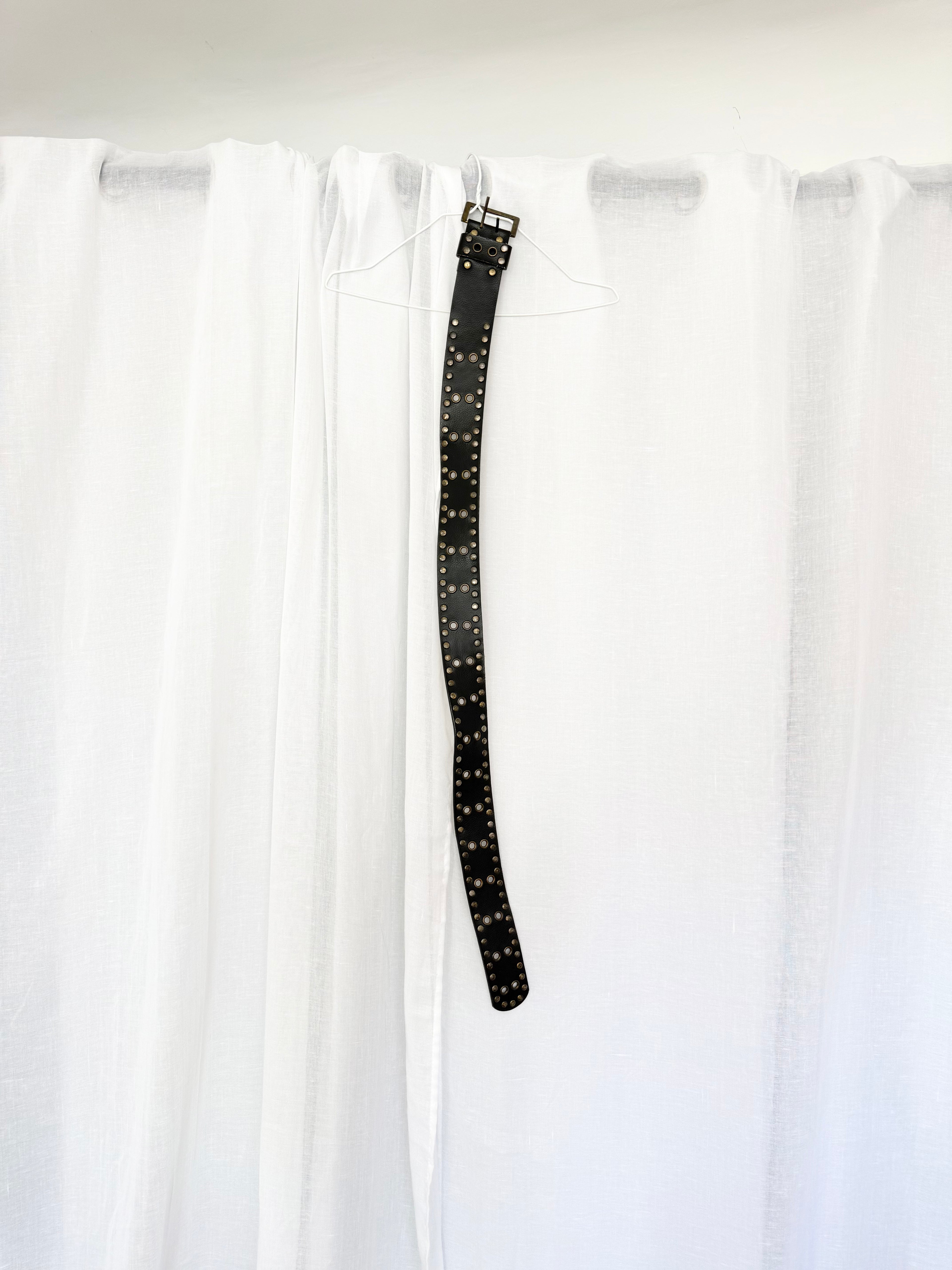 black studded grommet waist belt