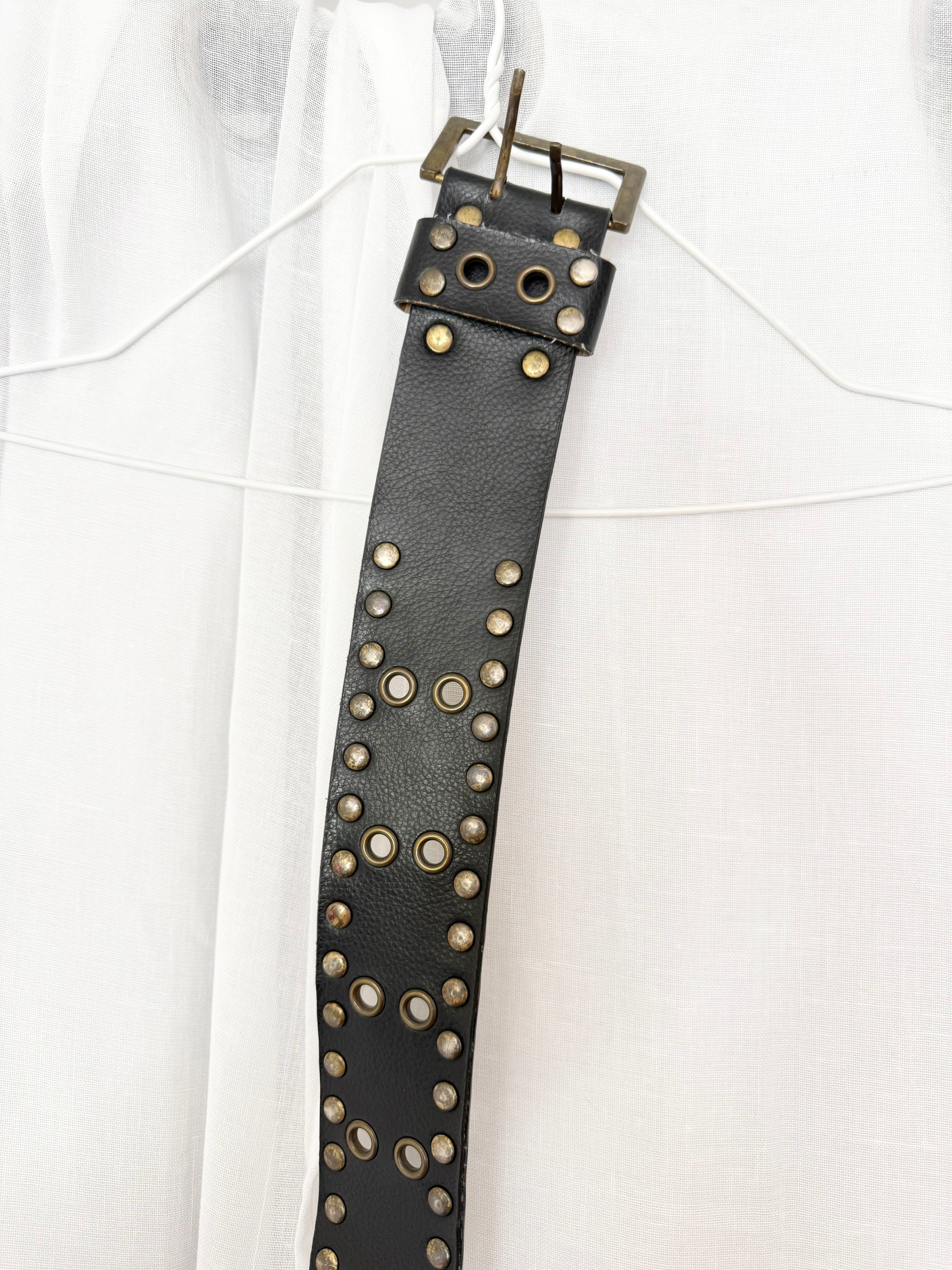 black studded grommet waist belt