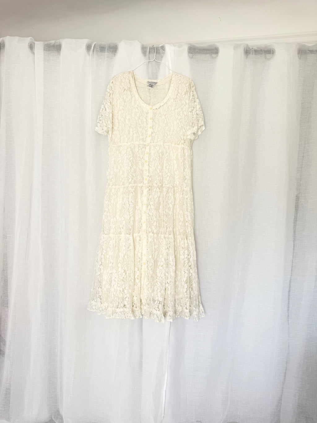 90s ivory lace maxi dress